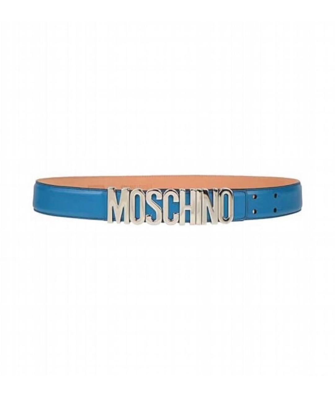 MOSCHINO Голубой кожаный ремень, фото 5