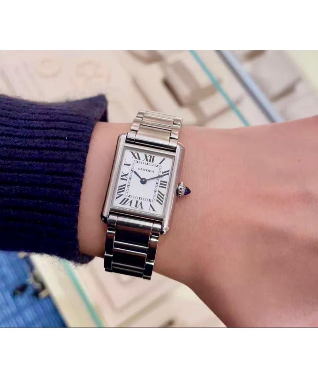 CARTIER Белые металлические часы, фото 4