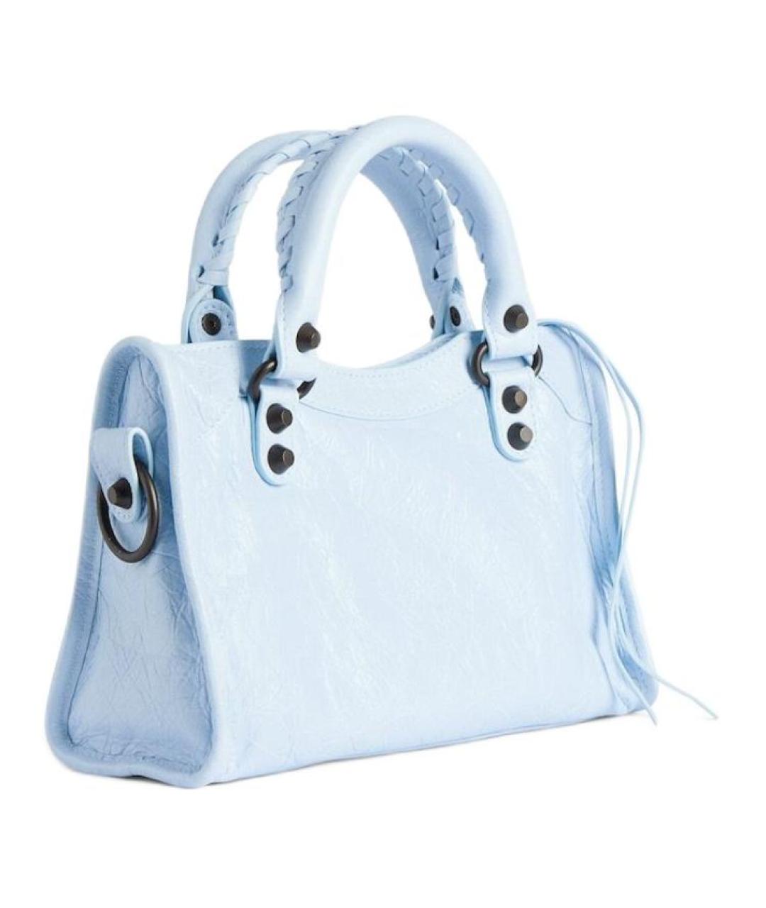 BALENCIAGA Голубая кожаная сумка через плечо, фото 4