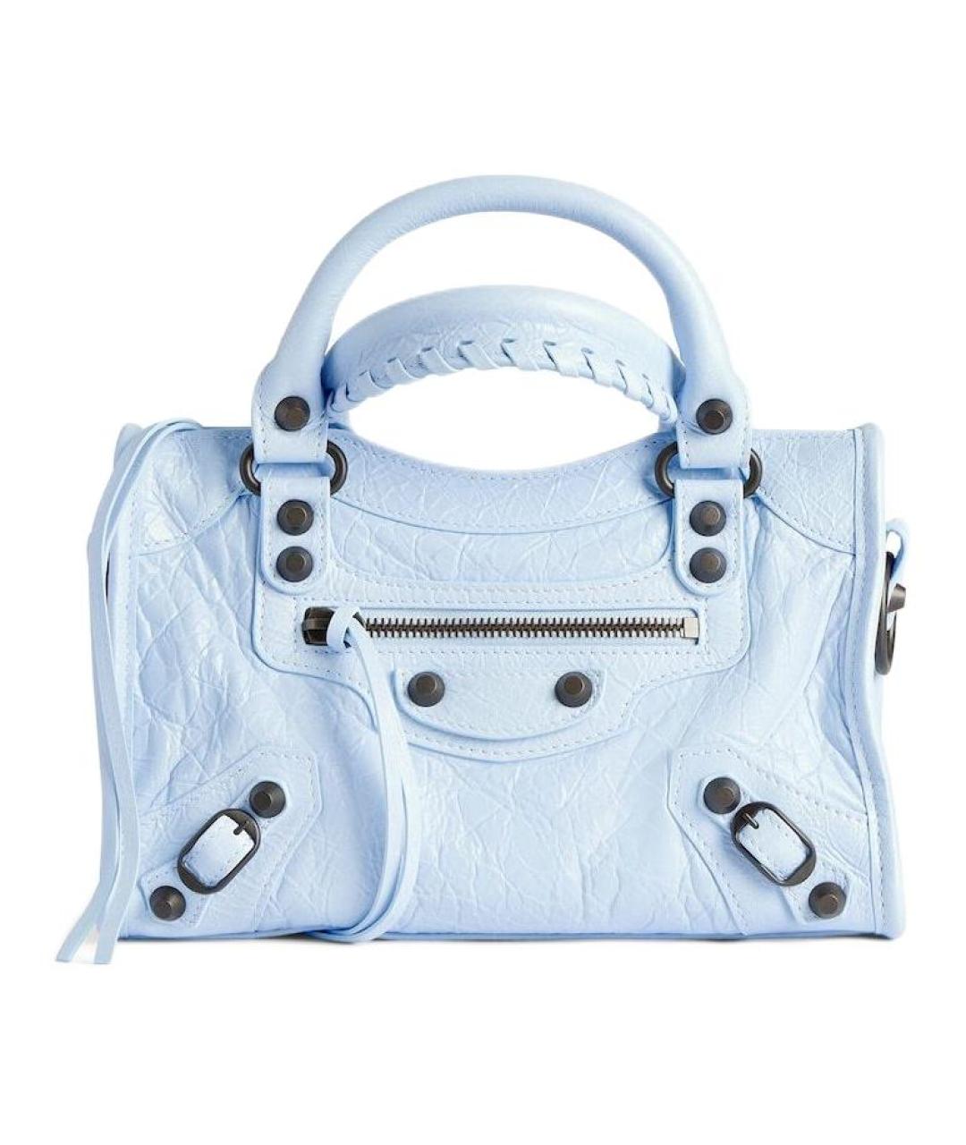 BALENCIAGA Голубая кожаная сумка через плечо, фото 1