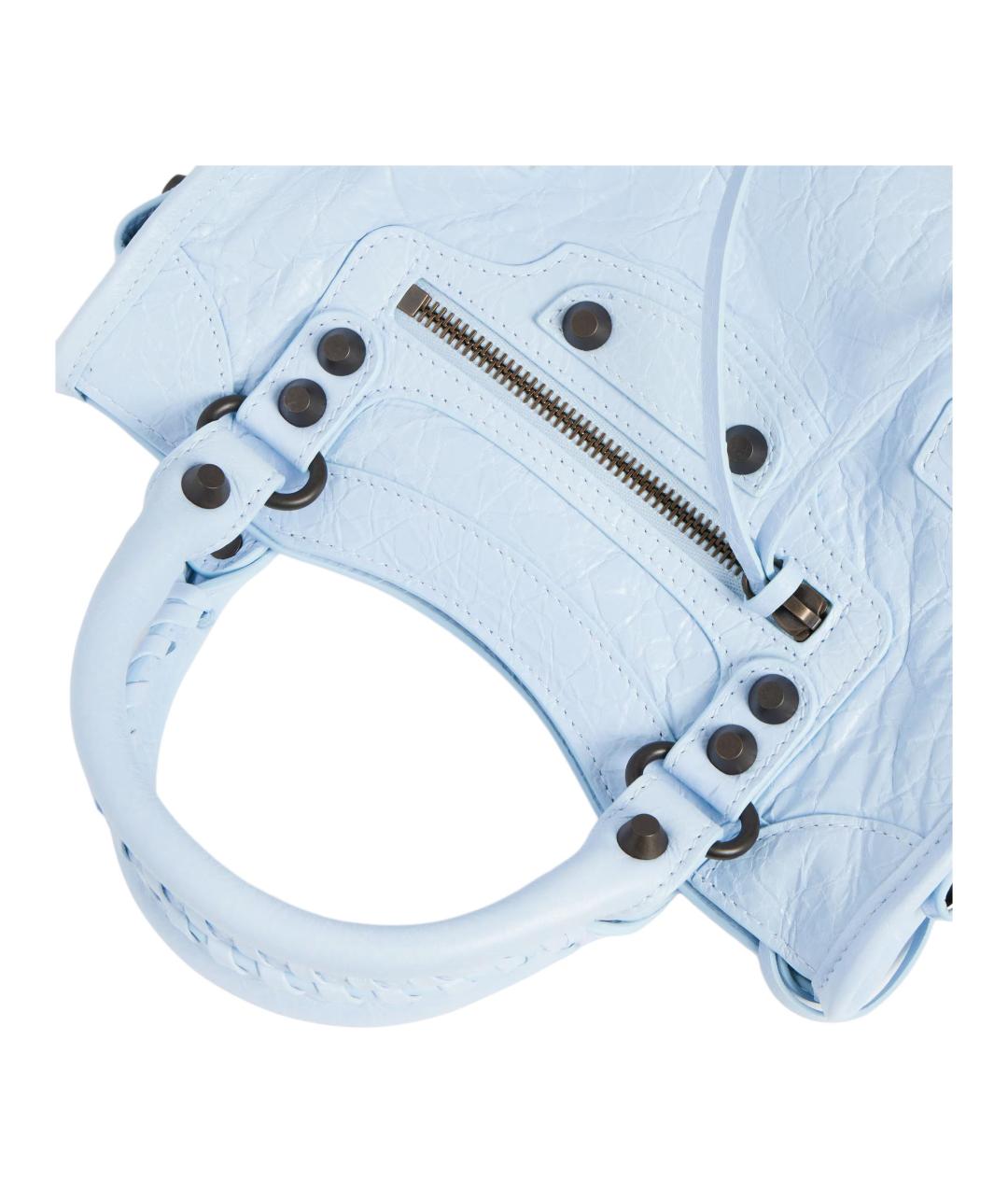 BALENCIAGA Голубая кожаная сумка через плечо, фото 5