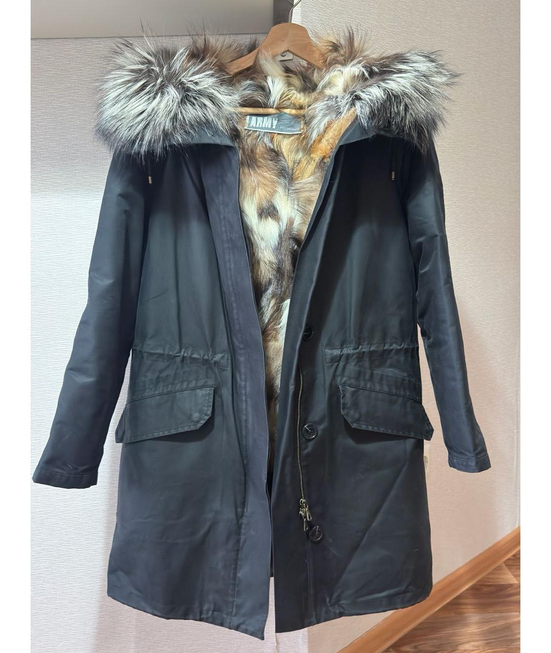 ARMY YVES SALOMON Черная хлопковая парка, фото 7