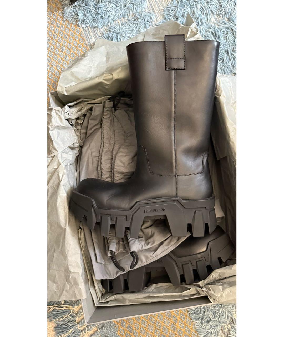 BALENCIAGA Черные кожаные высокие ботинки, фото 5
