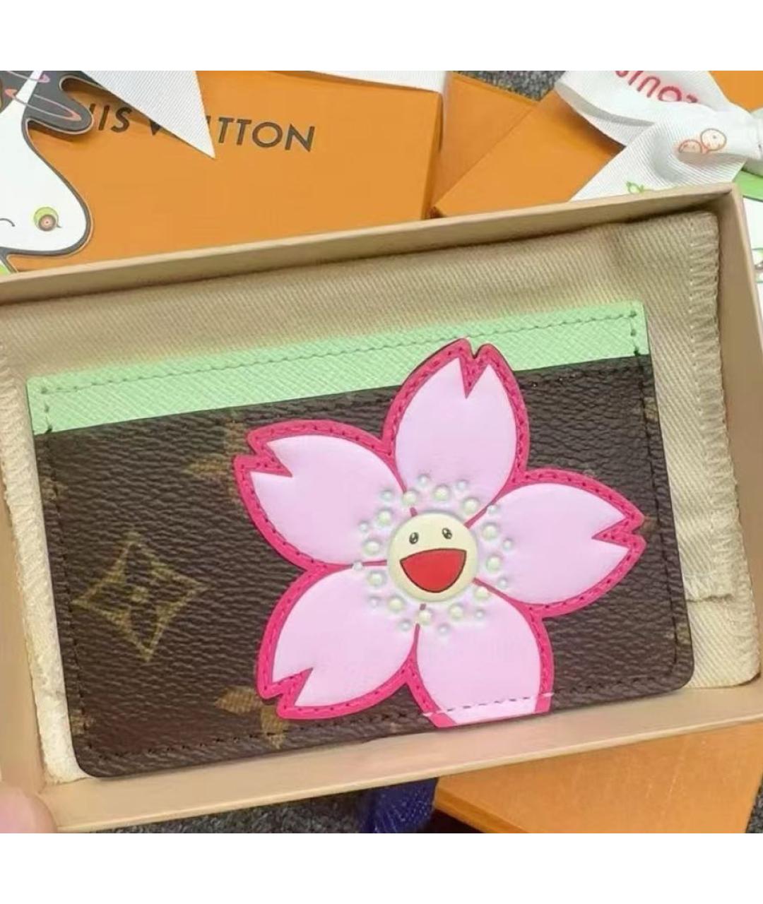 LOUIS VUITTON Коричневый кожаный кардхолдер, фото 2