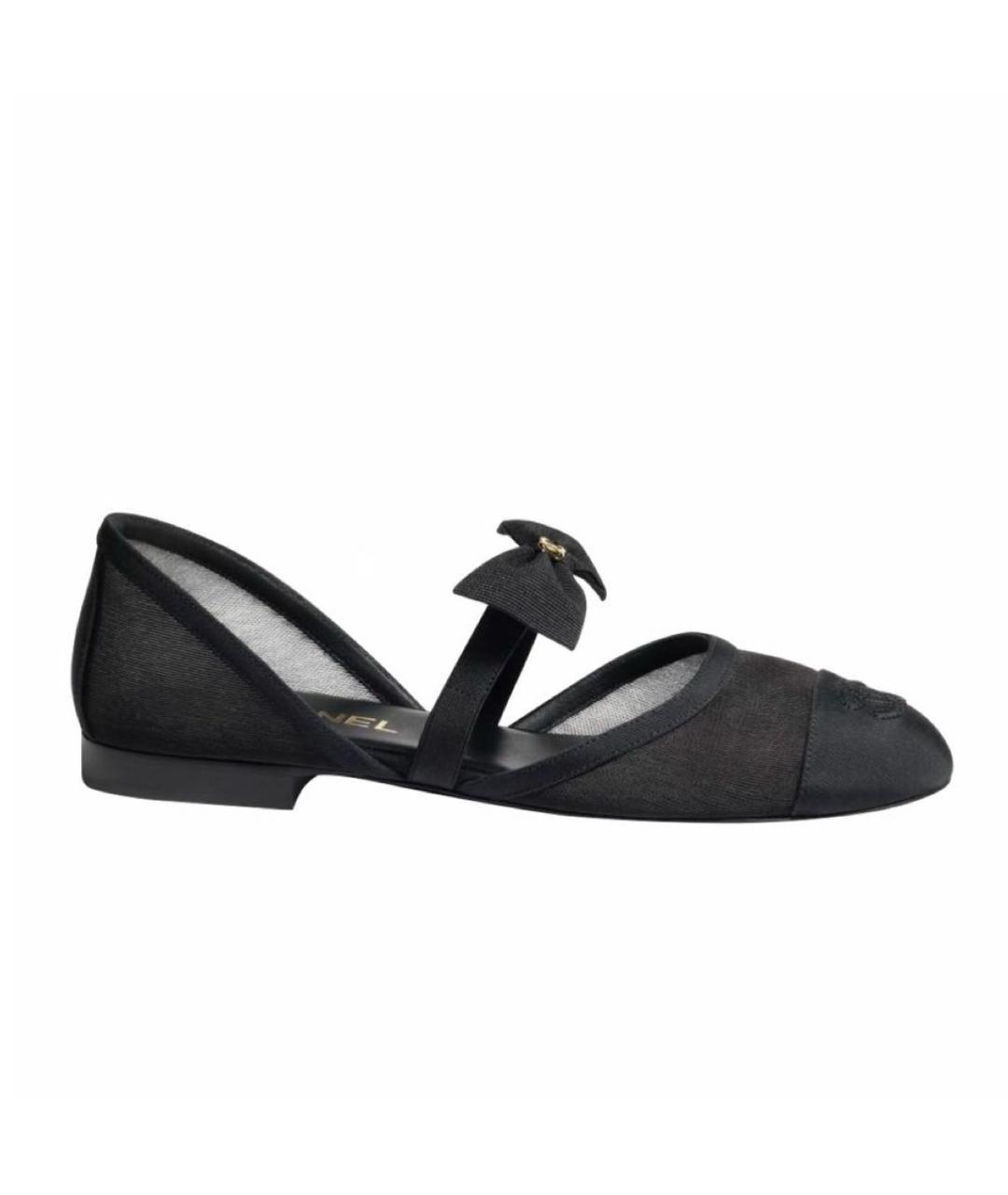 CHANEL Черные текстильные балетки, фото 4