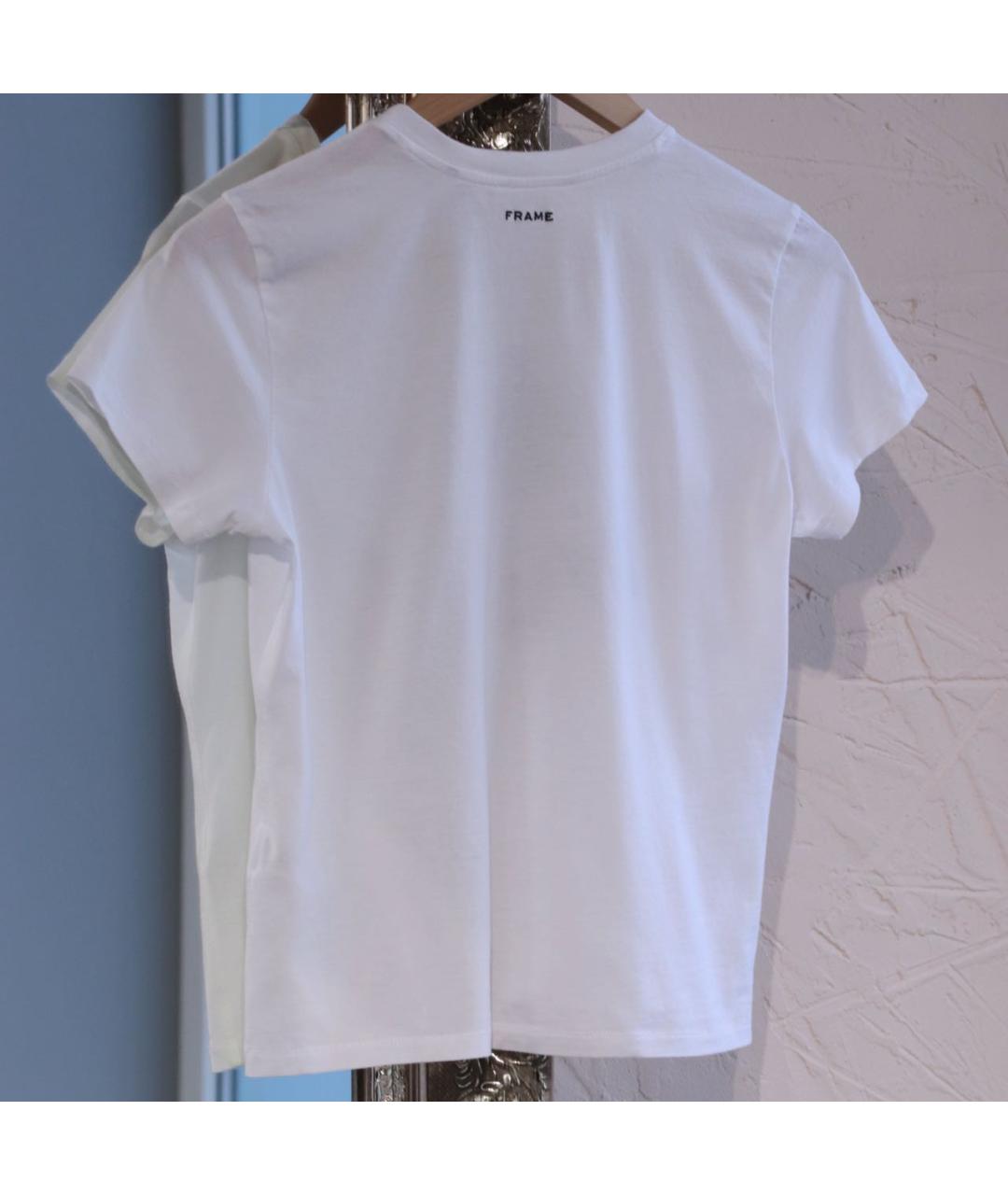 FRAME Белая хлопковая футболка, фото 3