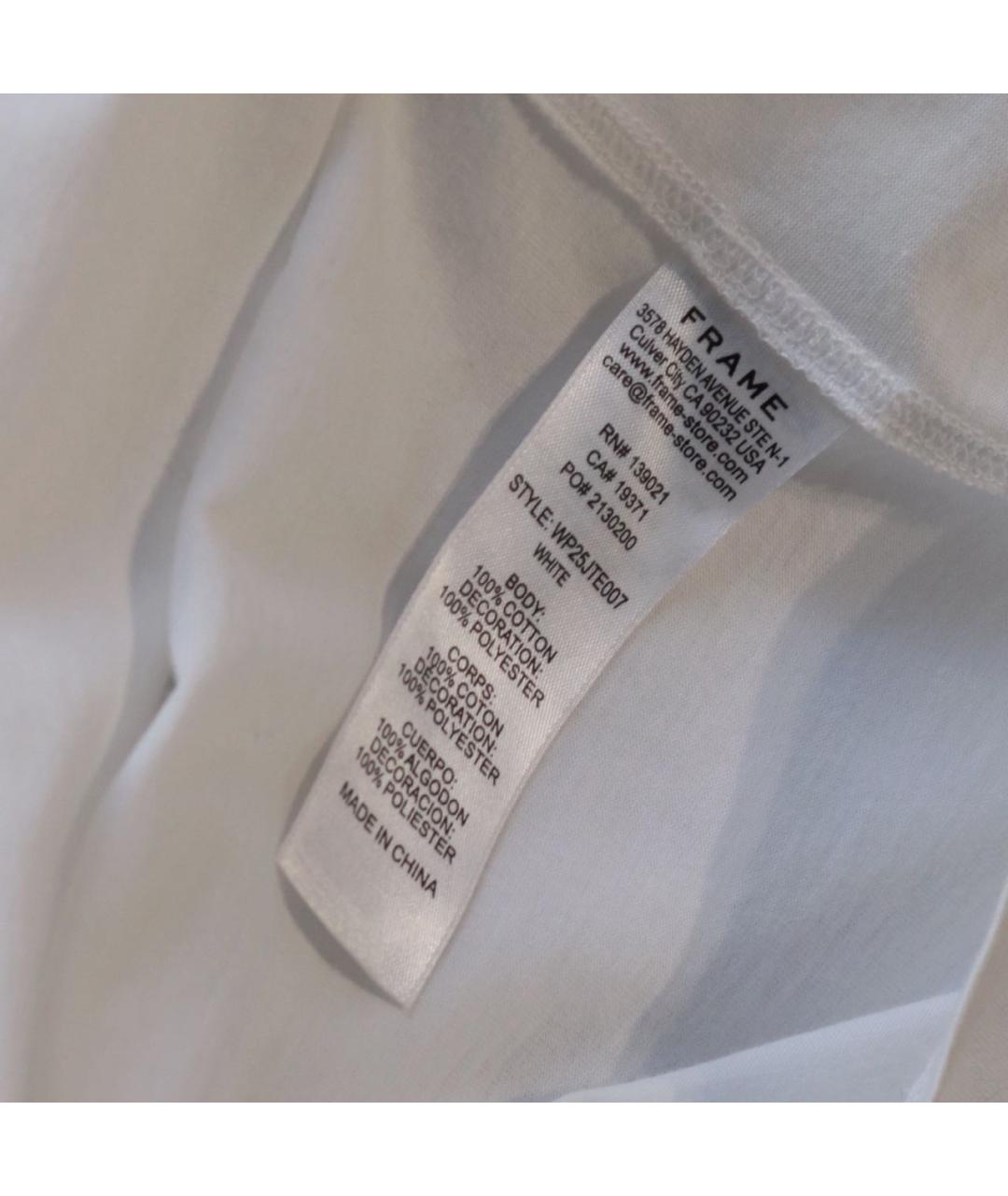 FRAME Белая хлопковая футболка, фото 7