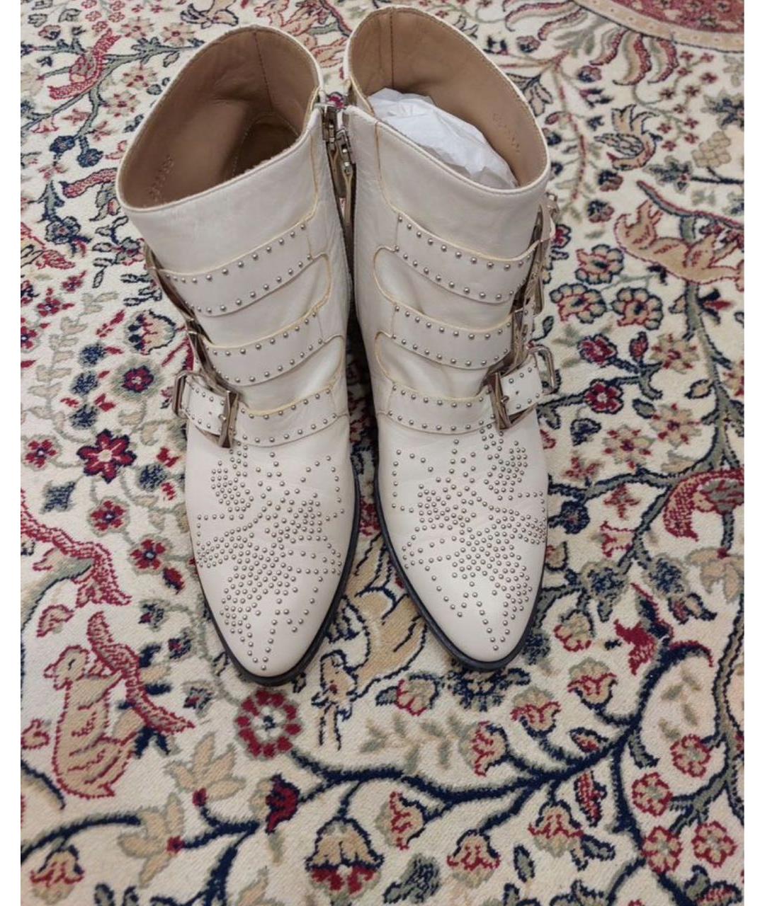 CHLOE Белые кожаные полусапоги, фото 2