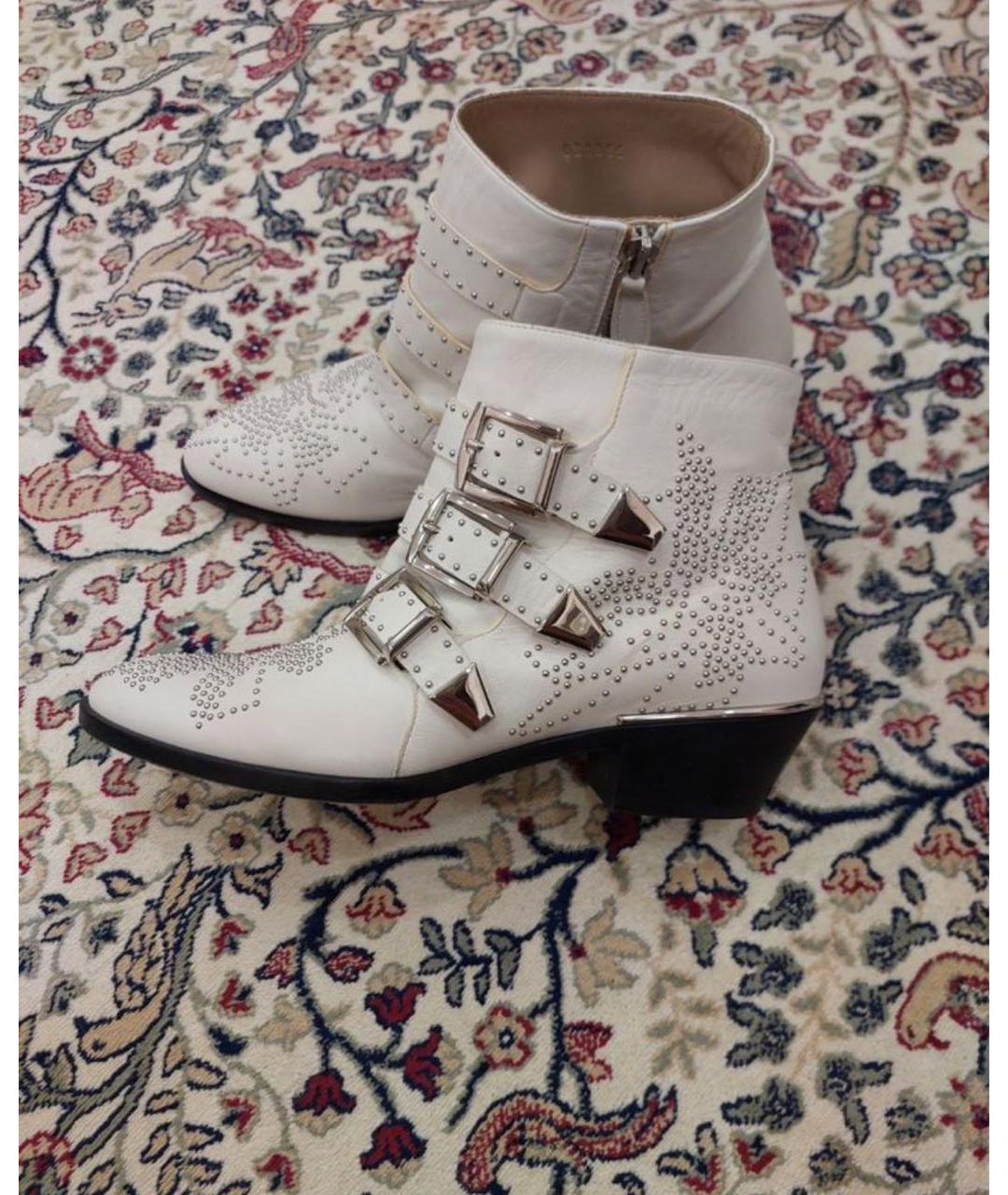 CHLOE Белые кожаные полусапоги, фото 3