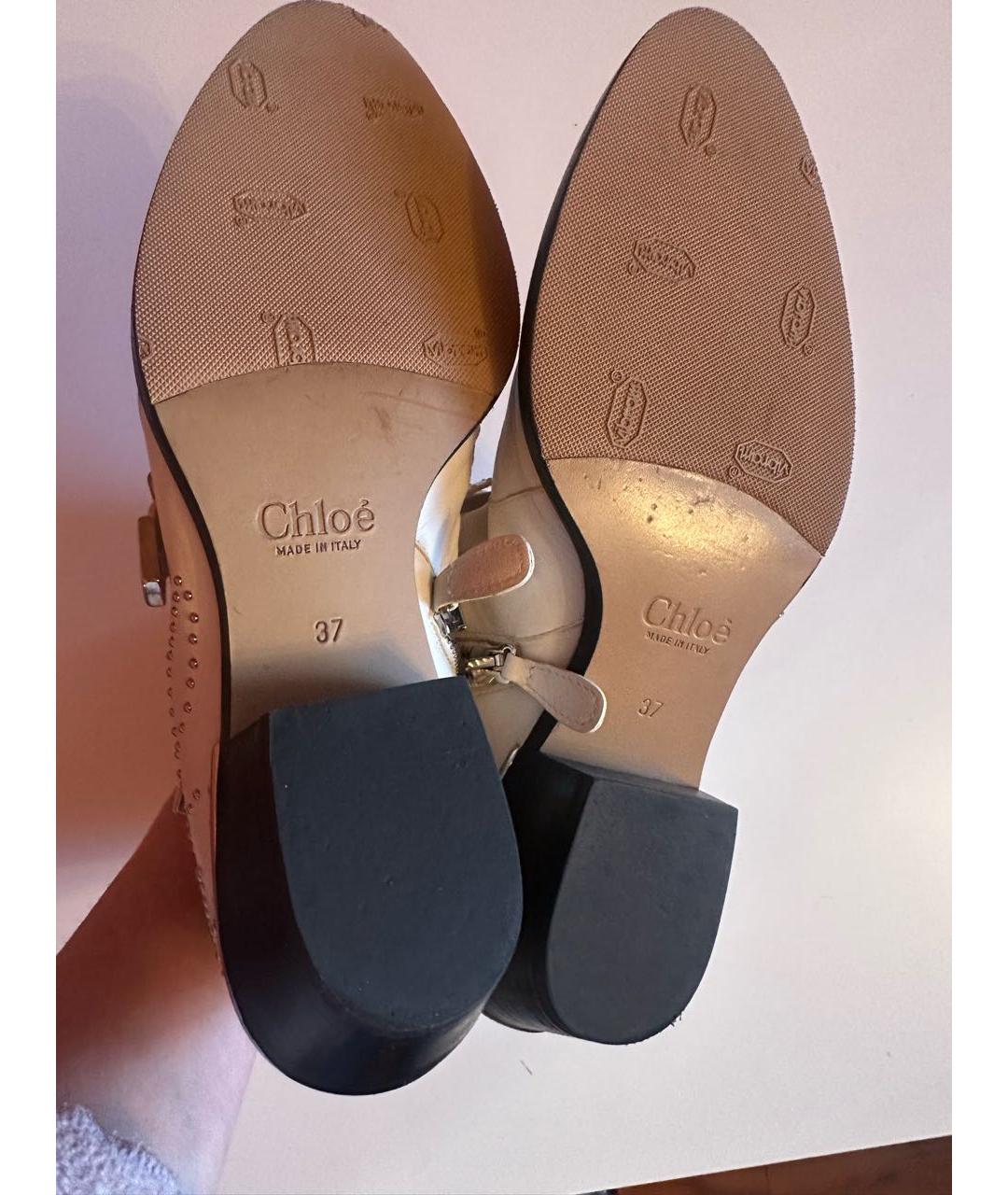 CHLOE Белые кожаные полусапоги, фото 4