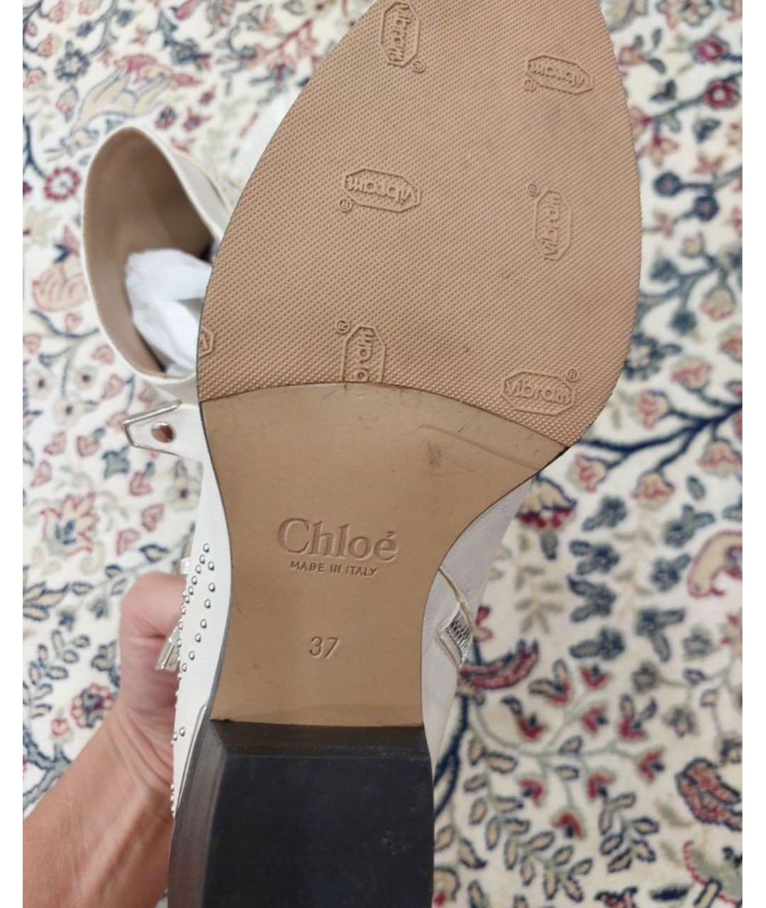 CHLOE Белые кожаные полусапоги, фото 4