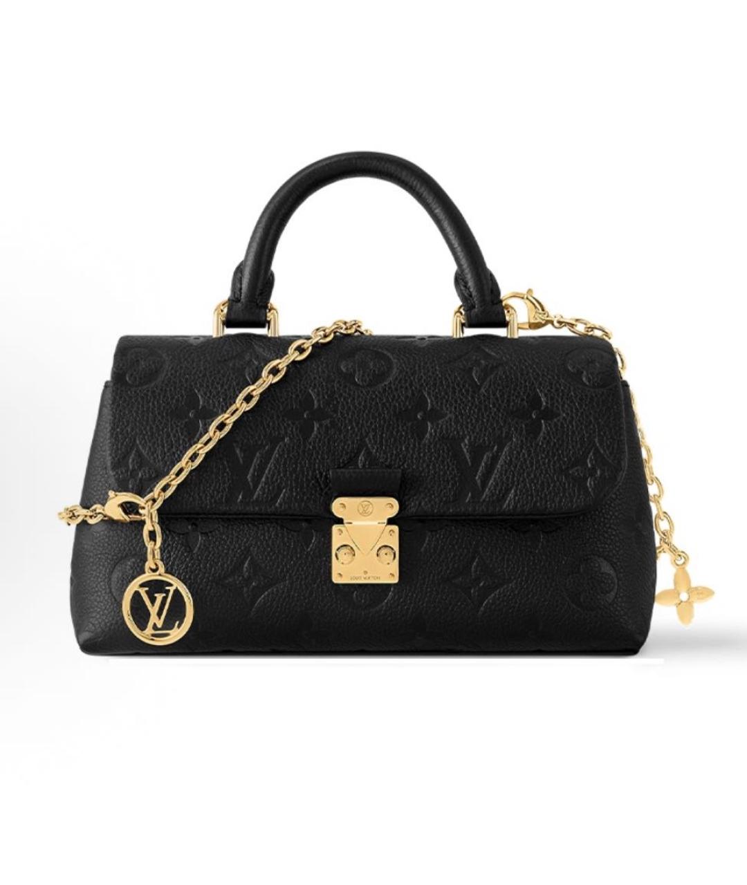 LOUIS VUITTON Черная кожаная сумка с короткими ручками, фото 4