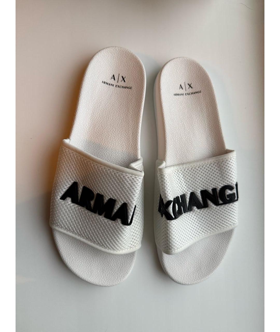 ARMANI EXCHANGE Белые текстильные шлепанцы, фото 2