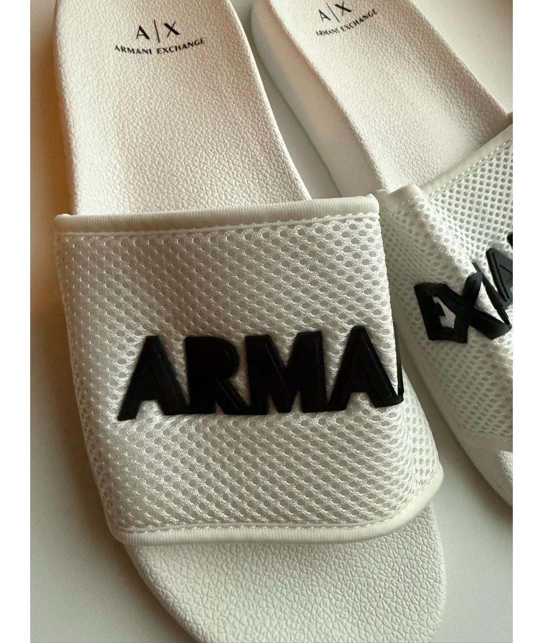 ARMANI EXCHANGE Белые текстильные шлепанцы, фото 3