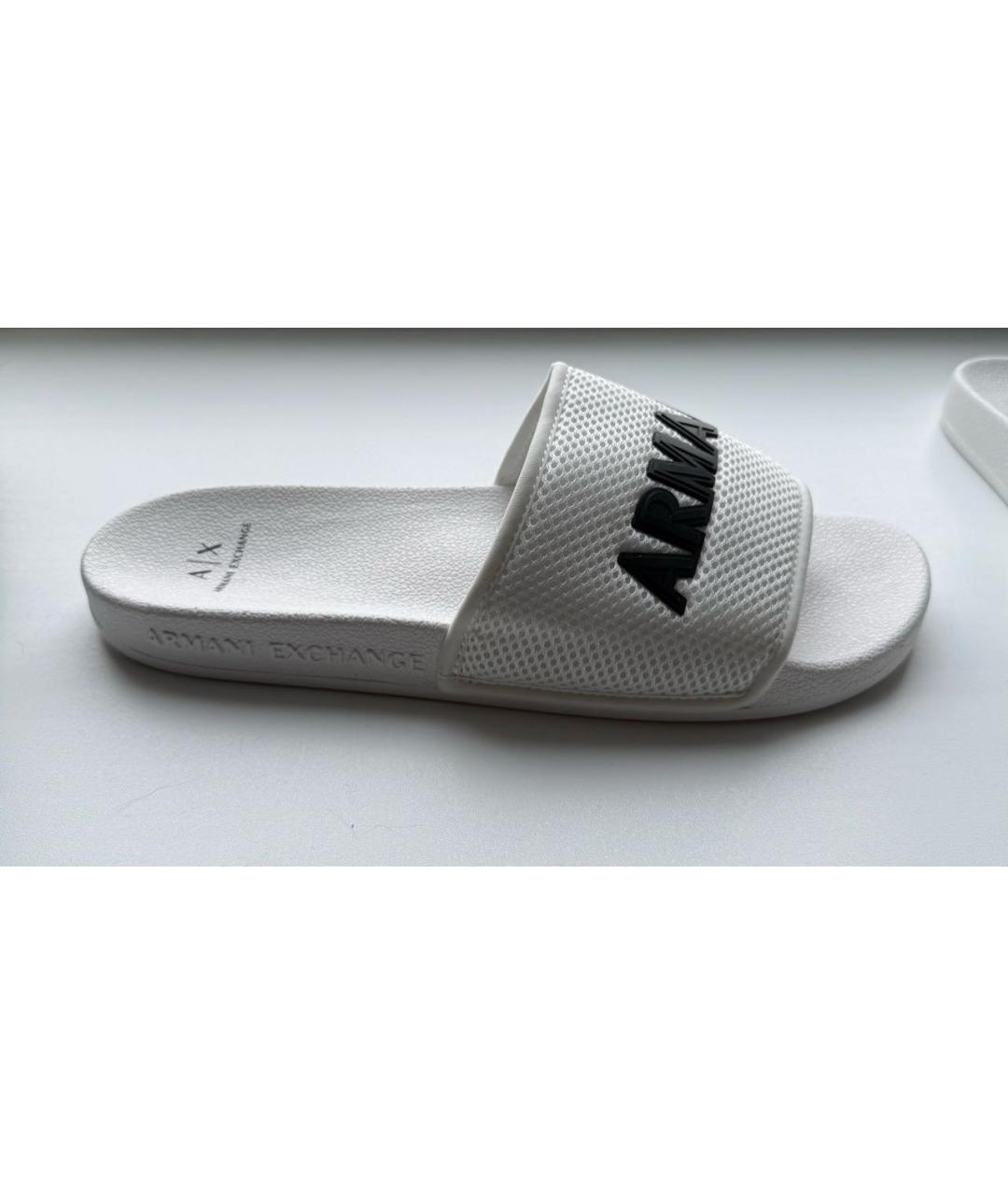 ARMANI EXCHANGE Белые текстильные шлепанцы, фото 6