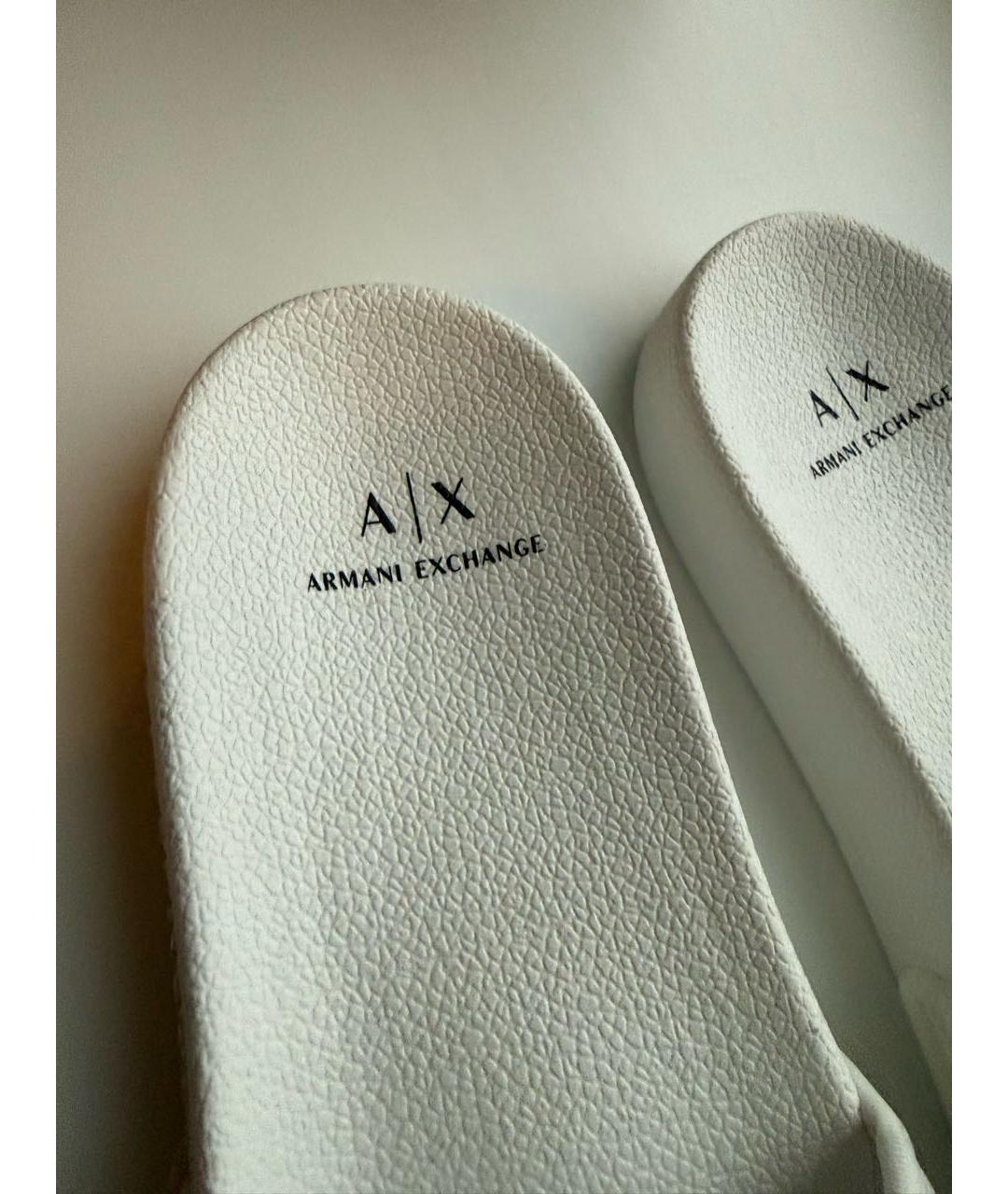 ARMANI EXCHANGE Белые текстильные шлепанцы, фото 4