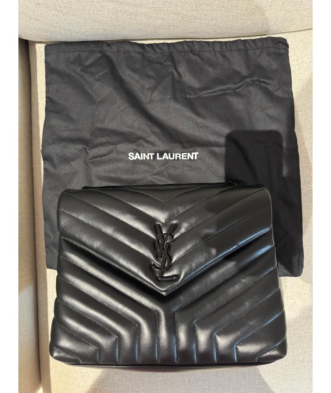 SAINT LAURENT Черная кожаная сумка через плечо, фото 3