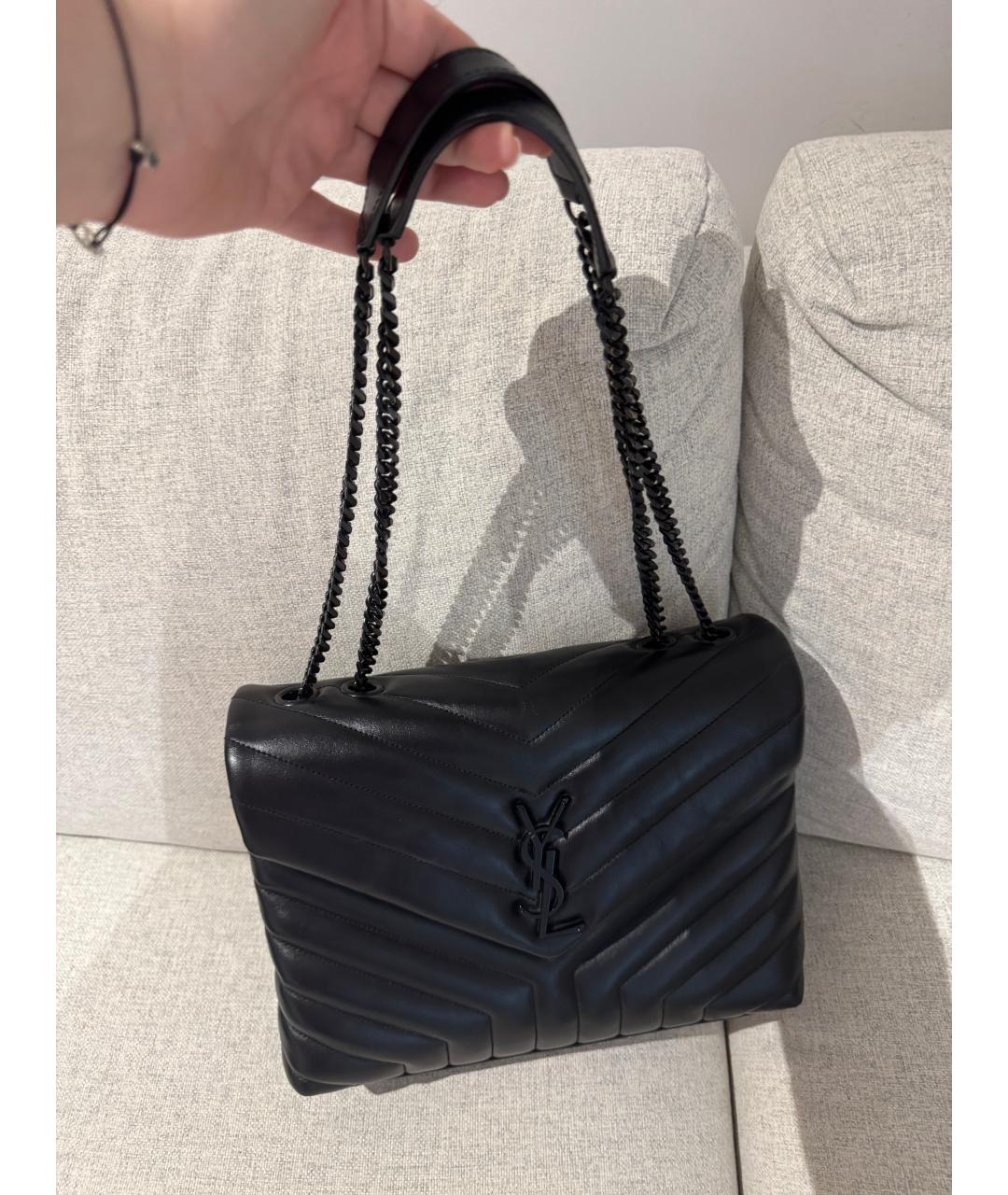SAINT LAURENT Черная кожаная сумка через плечо, фото 2