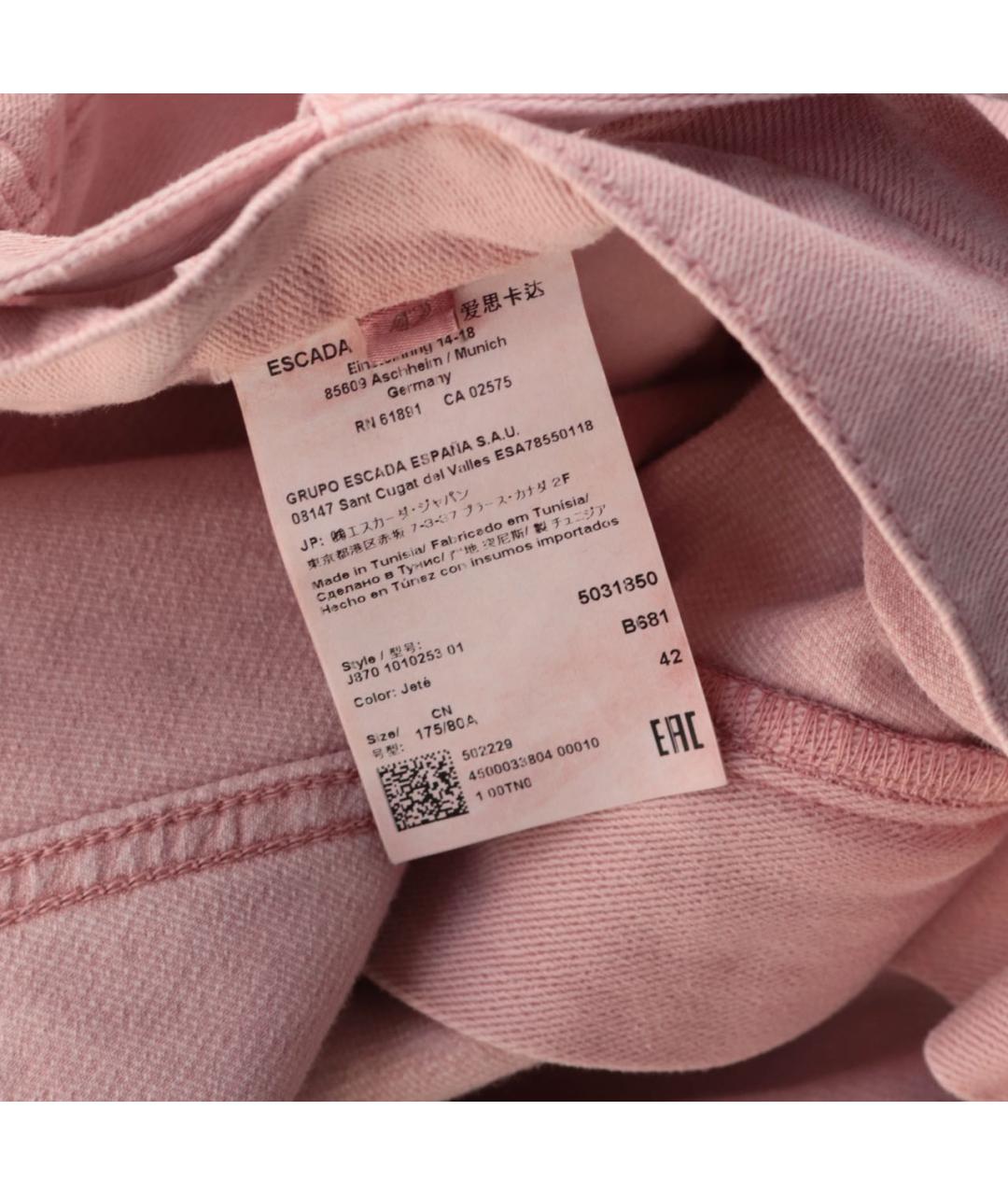 ESCADA Розовые хлопко-полиэстеровые прямые джинсы, фото 6