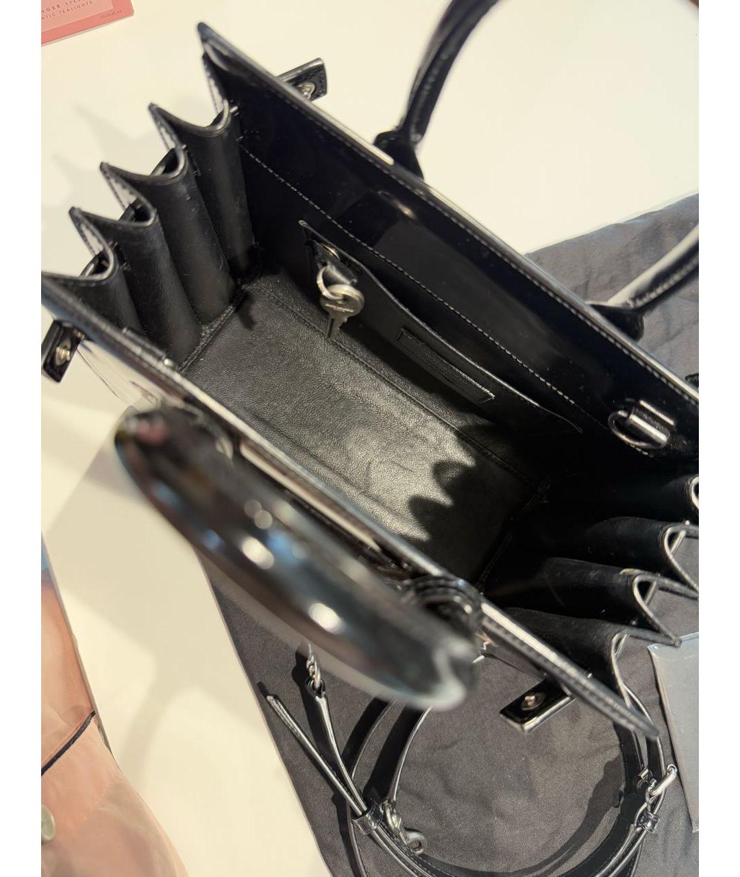 SAINT LAURENT Черная сумка с короткими ручками из лакированной кожи, фото 4