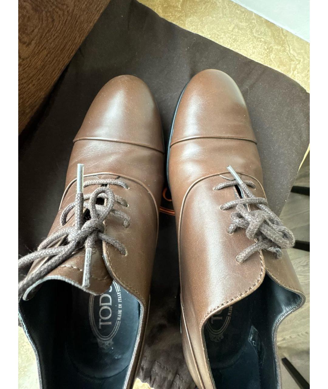 TOD'S Коричневые кожаные туфли, фото 3