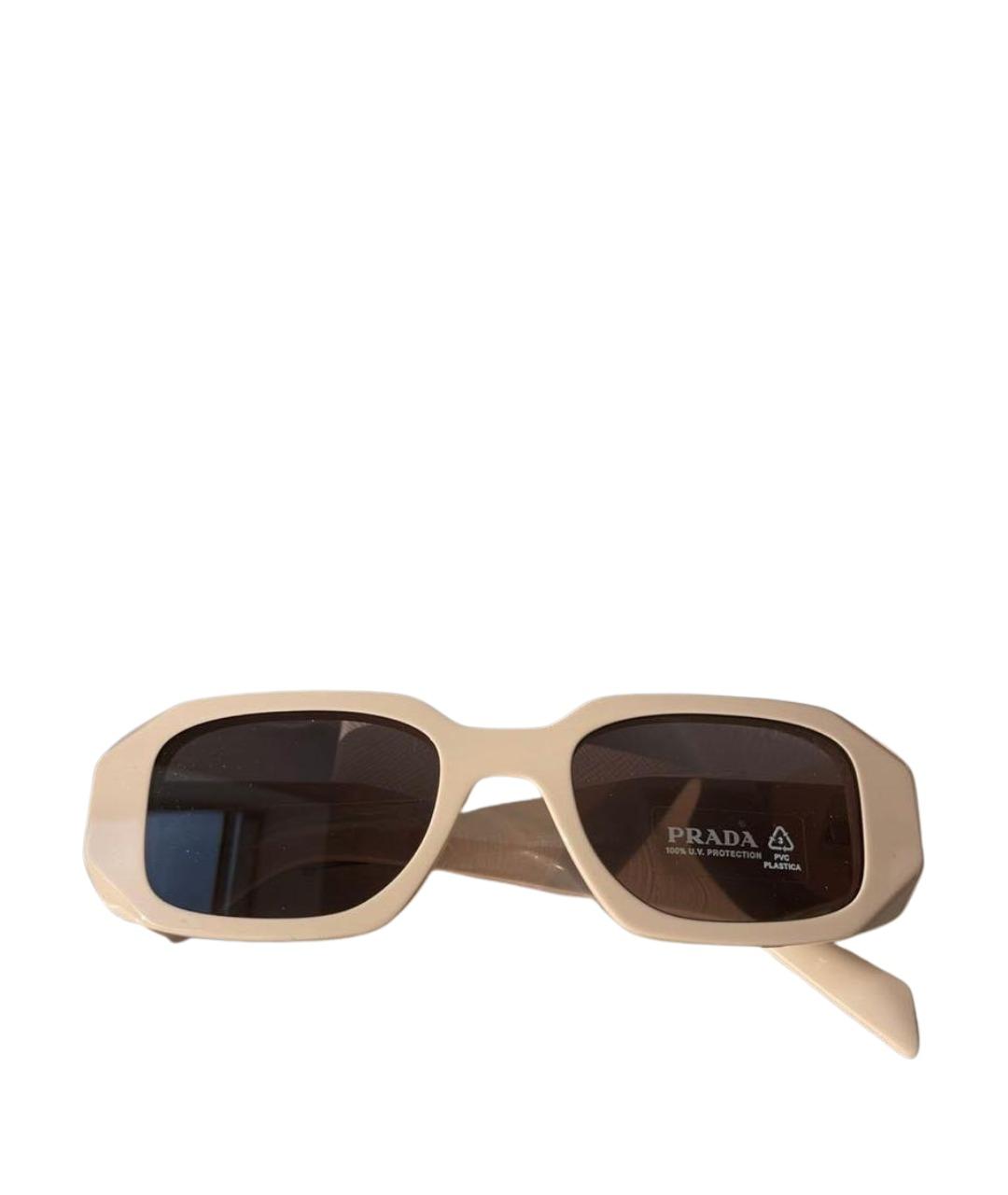 PRADA Бежевые пластиковые солнцезащитные очки, фото 1
