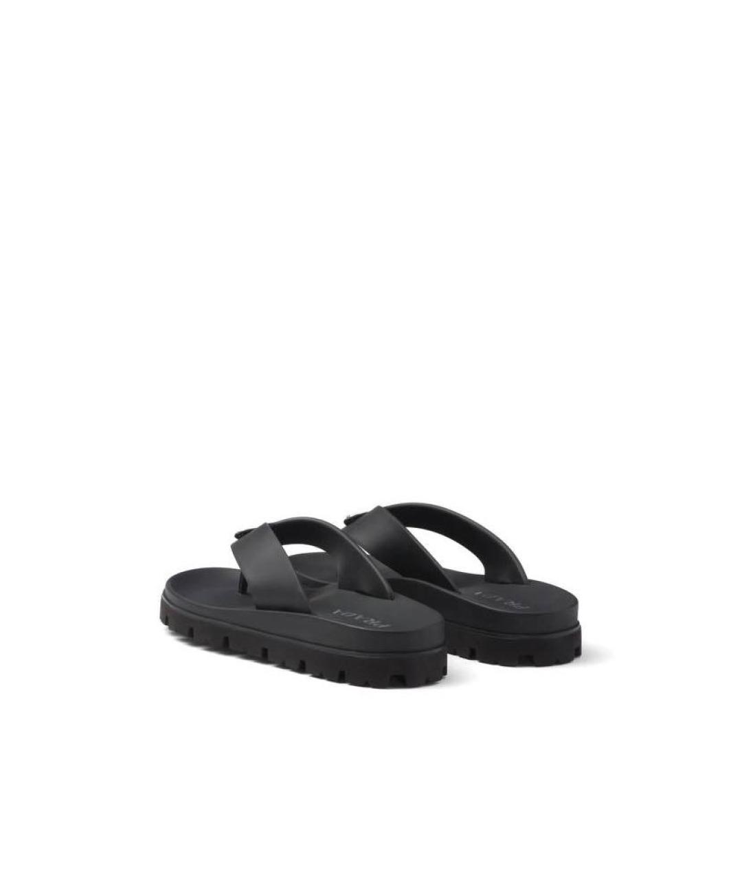 PRADA Черные кожаные шлепанцы, фото 3