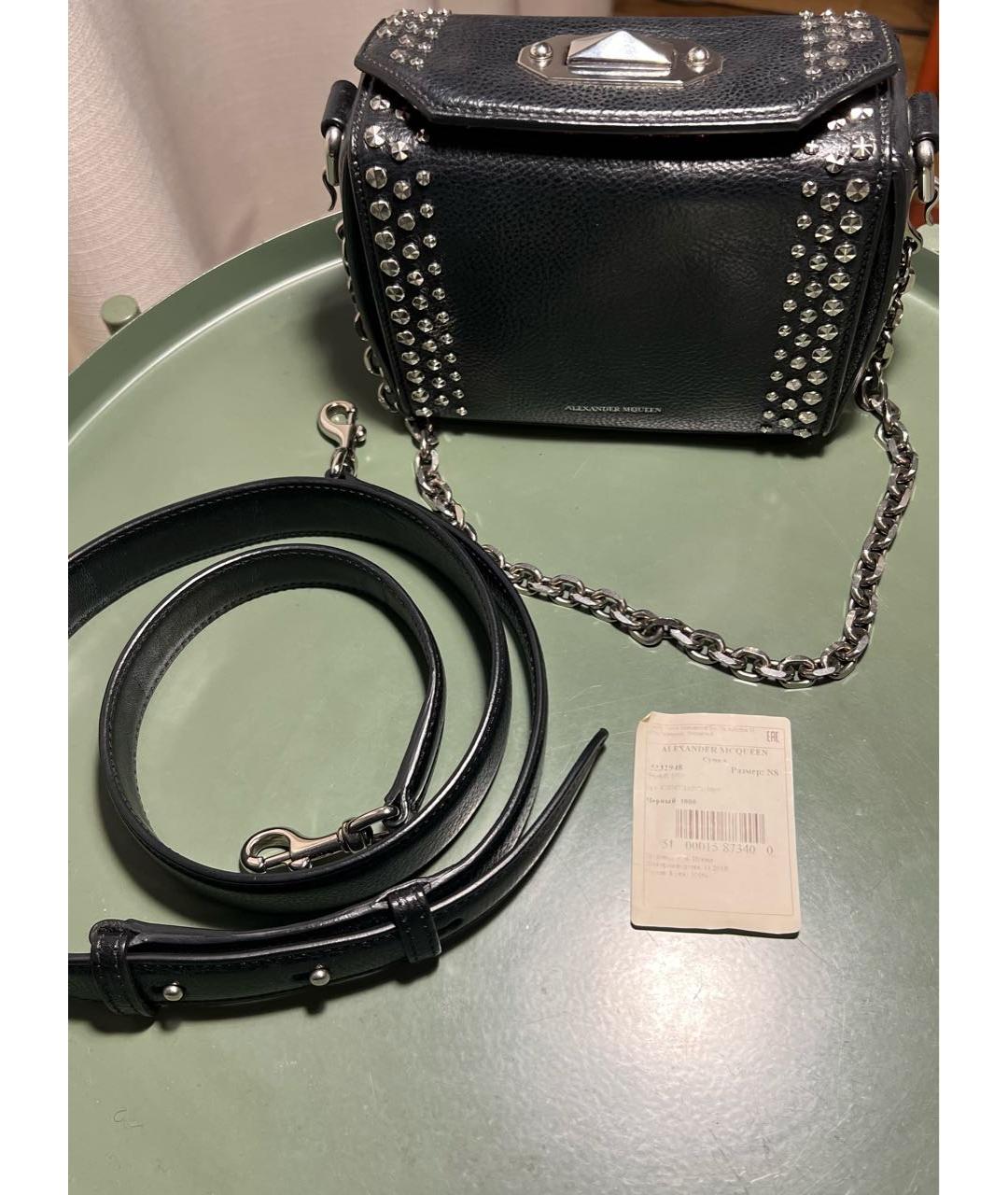 ALEXANDER MCQUEEN Черная кожаная сумка через плечо, фото 7