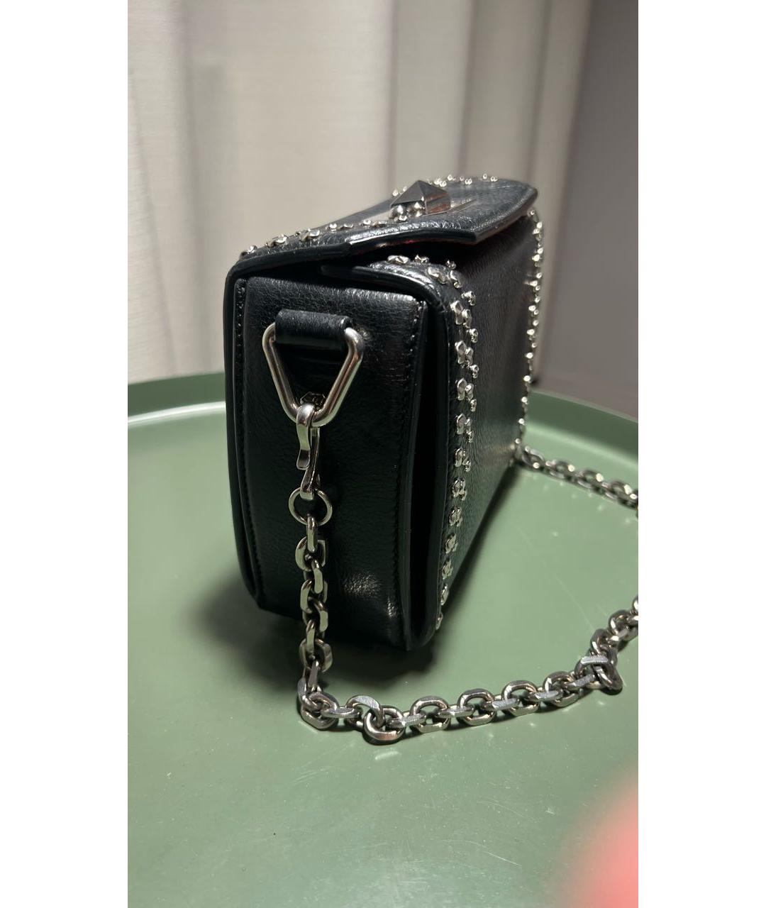 ALEXANDER MCQUEEN Черная кожаная сумка через плечо, фото 2