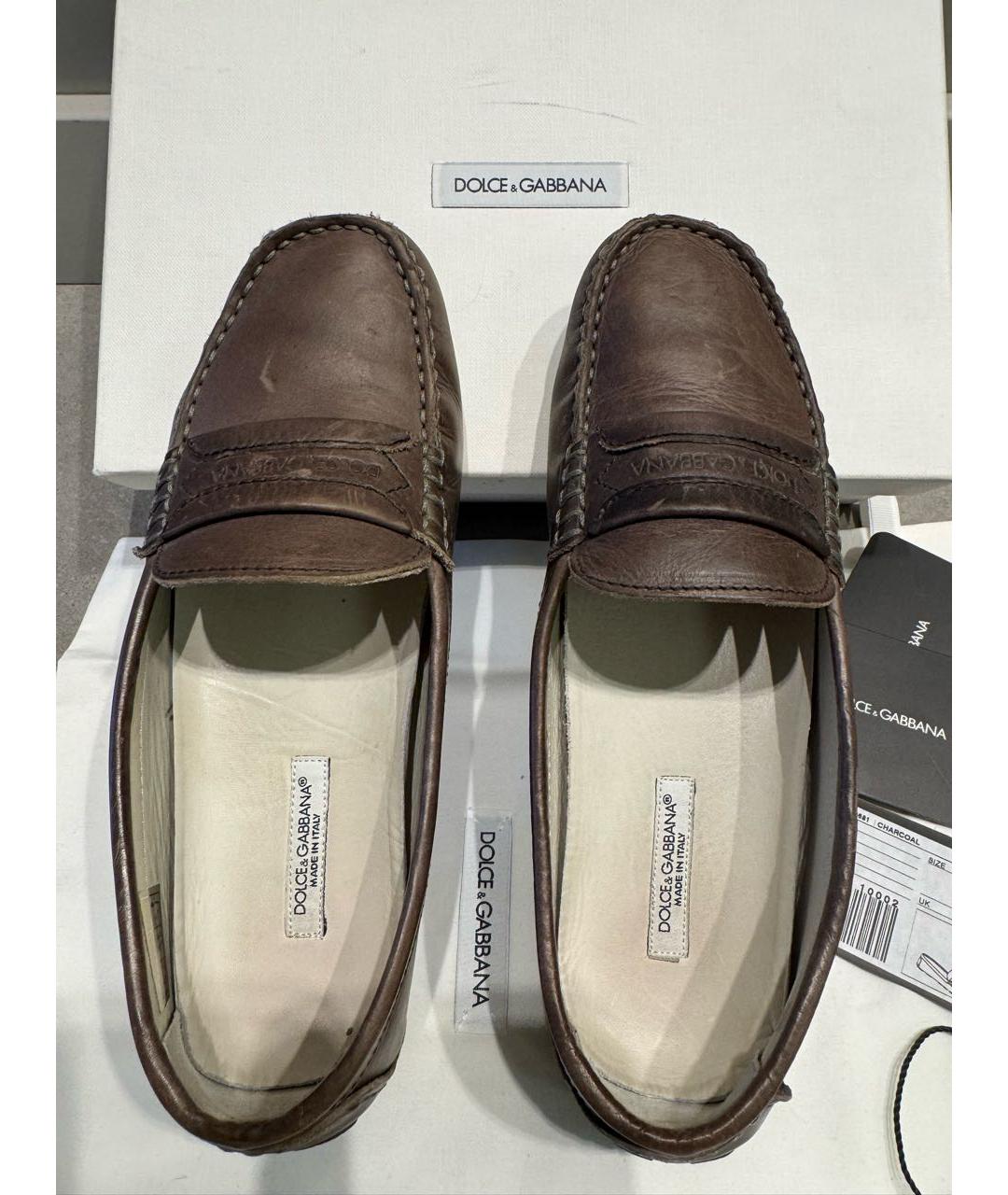 DOLCE&GABBANA Коричневые кожаные лоферы/мокасины, фото 3