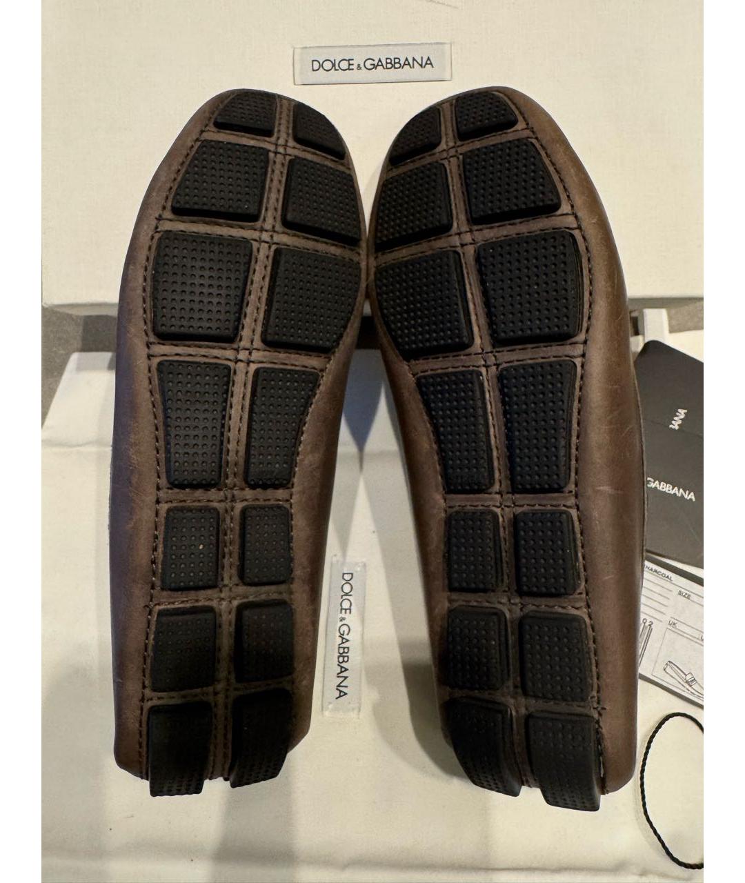 DOLCE&GABBANA Коричневые кожаные лоферы/мокасины, фото 8