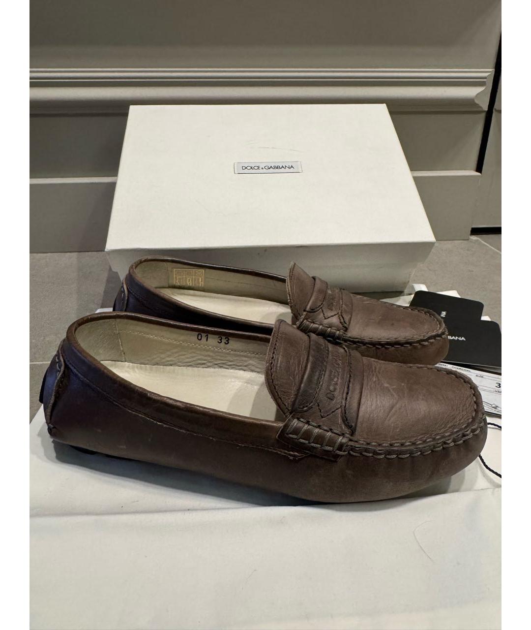 DOLCE&GABBANA Коричневые кожаные лоферы/мокасины, фото 9