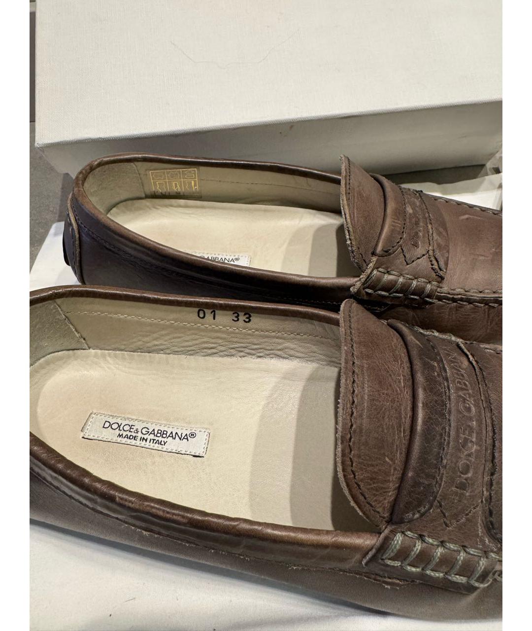 DOLCE&GABBANA Коричневые кожаные лоферы/мокасины, фото 7