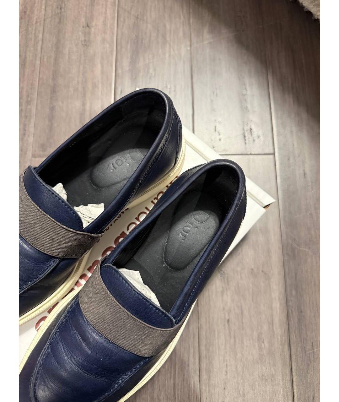 CHRISTIAN DIOR Темно-синие кожаные лоферы, фото 2