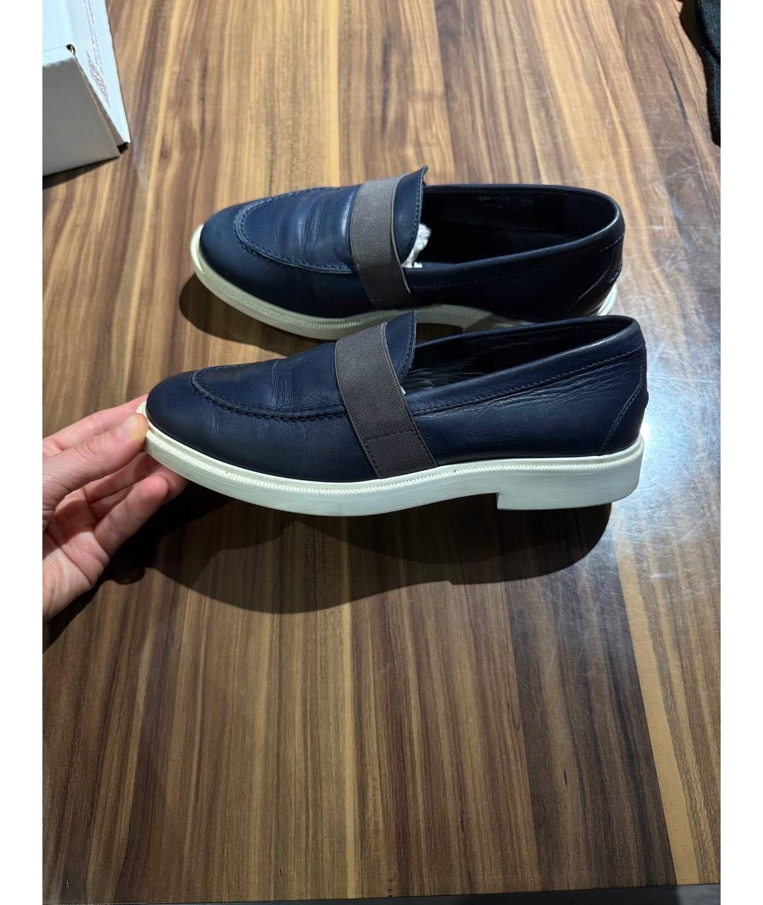 CHRISTIAN DIOR Темно-синие кожаные лоферы, фото 4