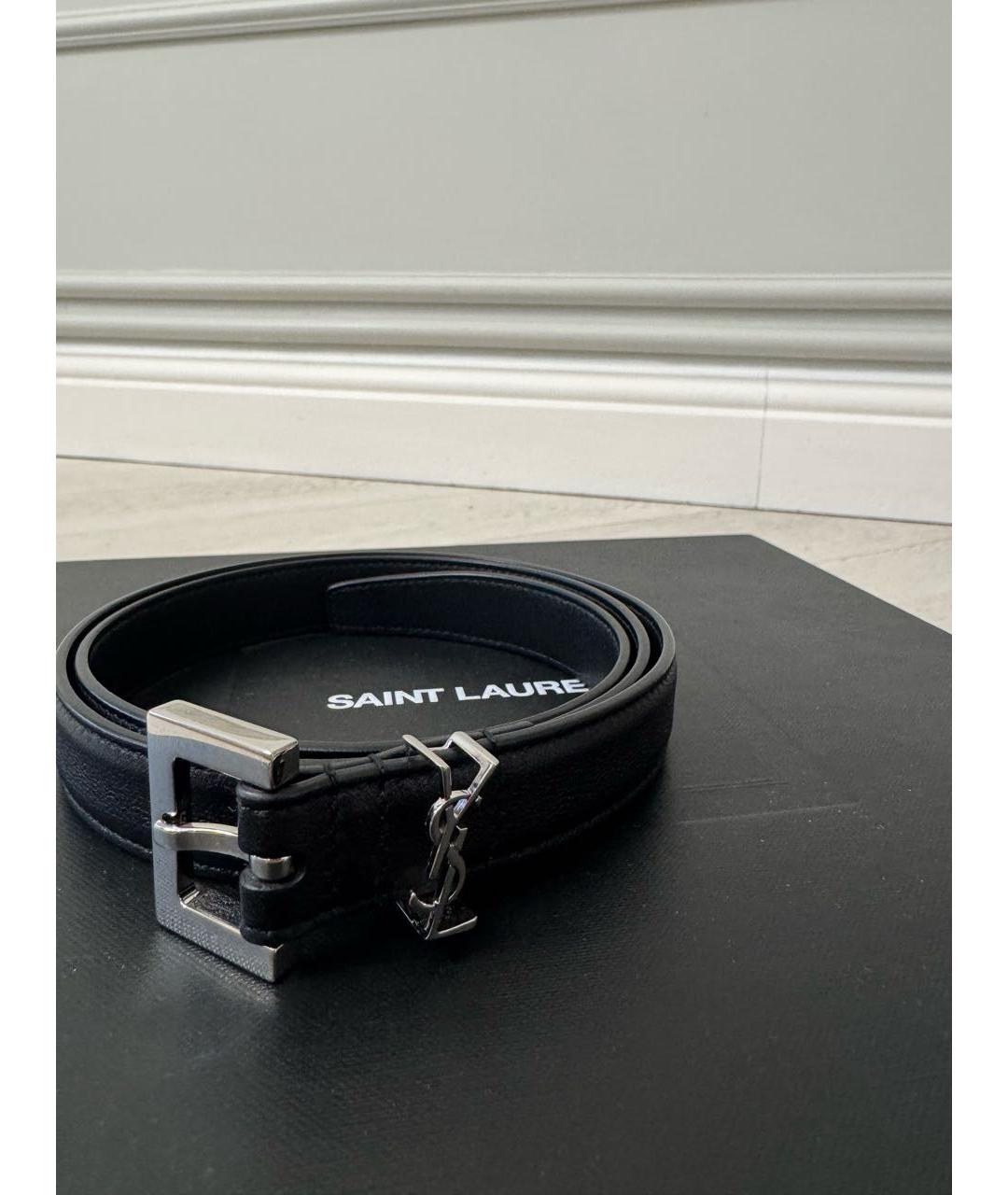SAINT LAURENT Черный кожаный ремень, фото 8