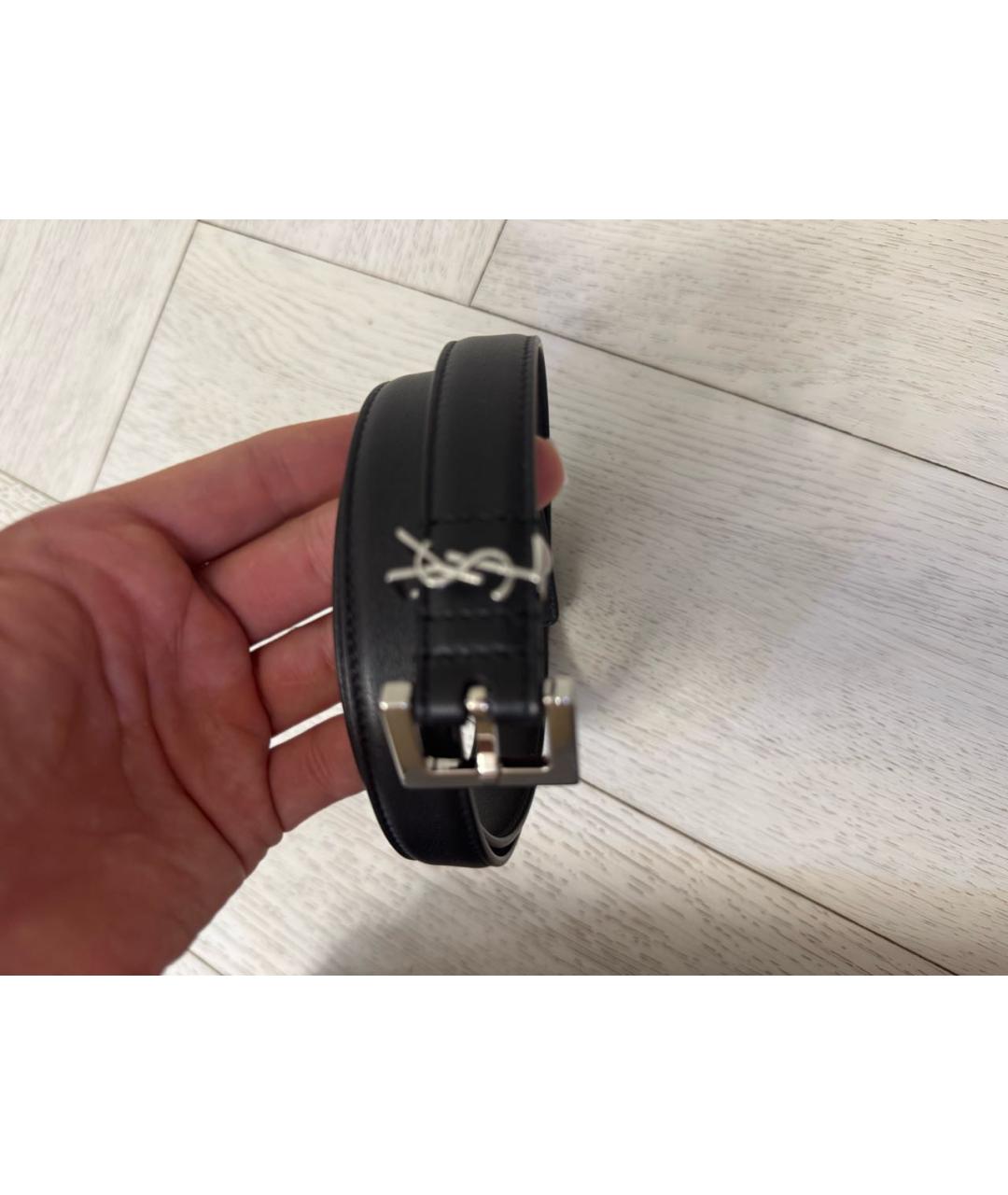 SAINT LAURENT Черный кожаный ремень, фото 5