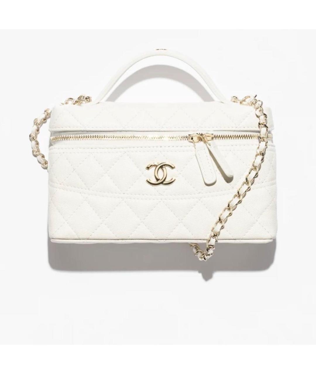 CHANEL Белая кожаная сумка через плечо, фото 6