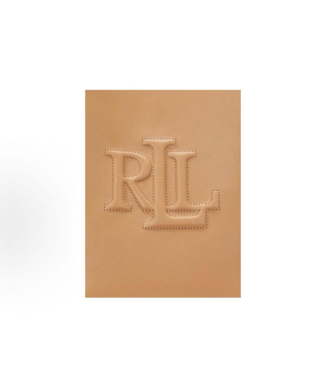 RALPH LAUREN Бежевая кожаная сумка с короткими ручками, фото 4