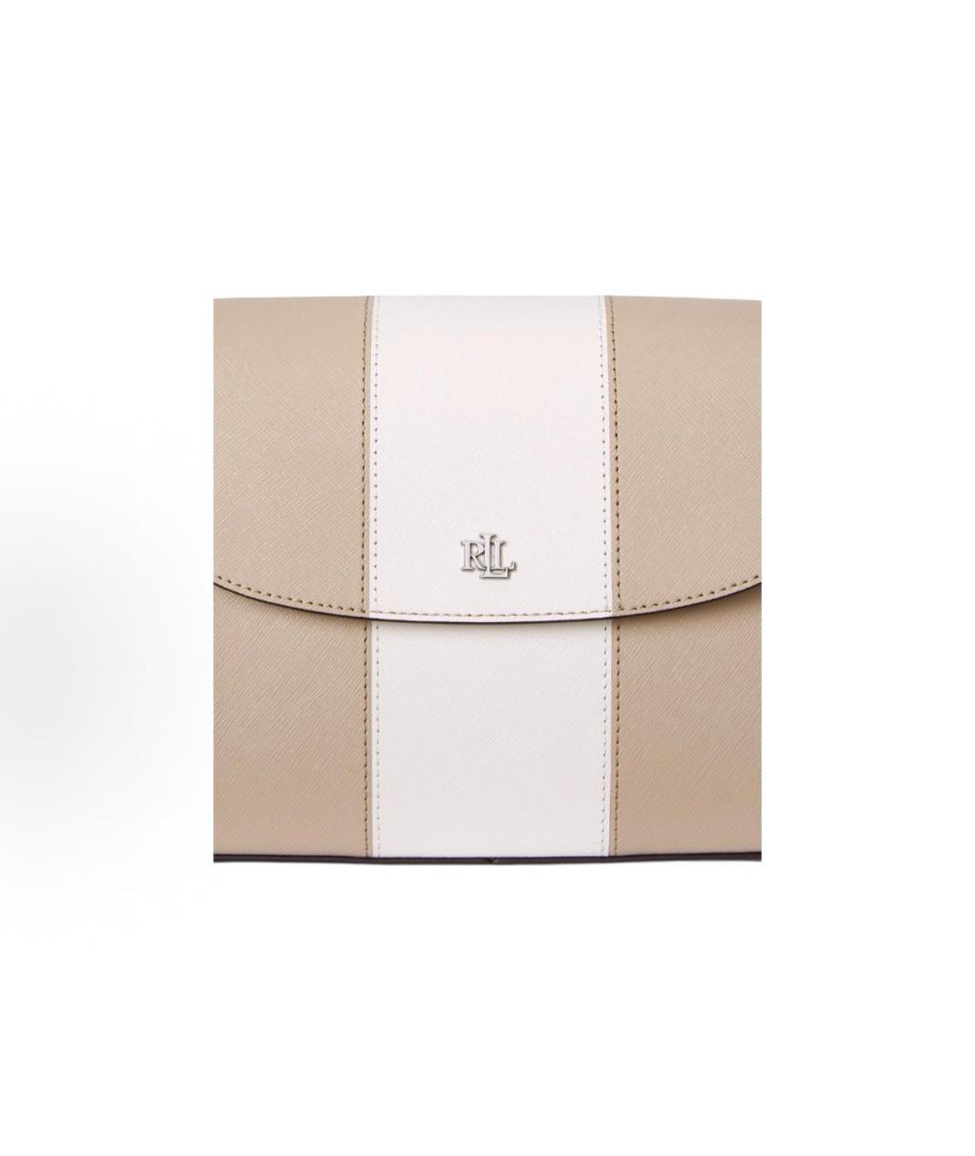 RALPH LAUREN Бежевая кожаная сумка через плечо, фото 5