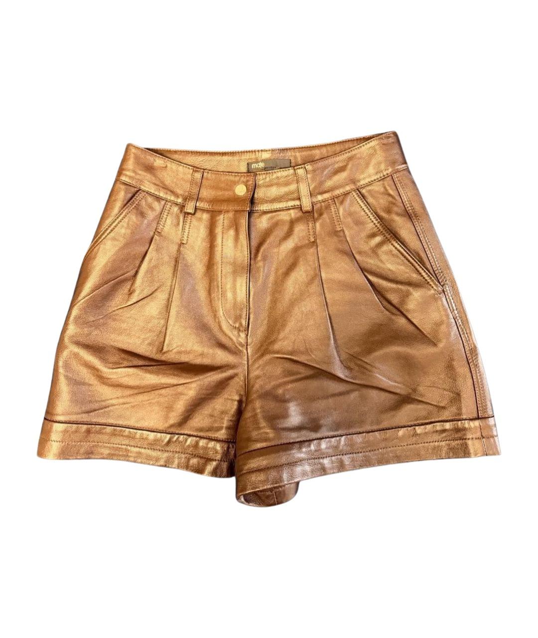 MAJE Коричневые кожаные шорты, фото 1