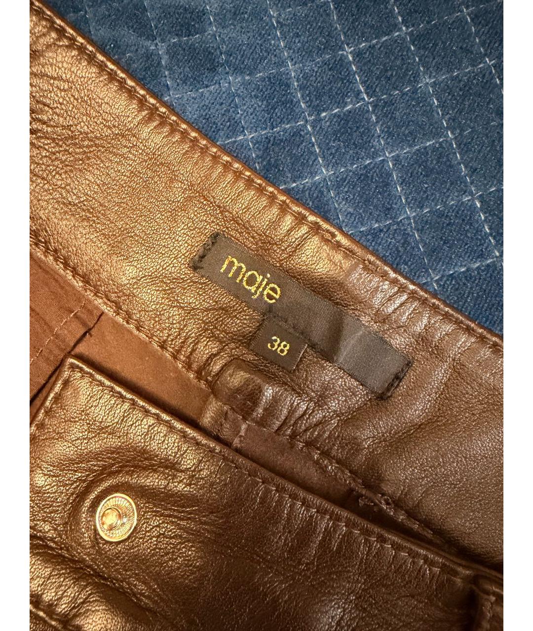 MAJE Коричневые кожаные шорты, фото 3