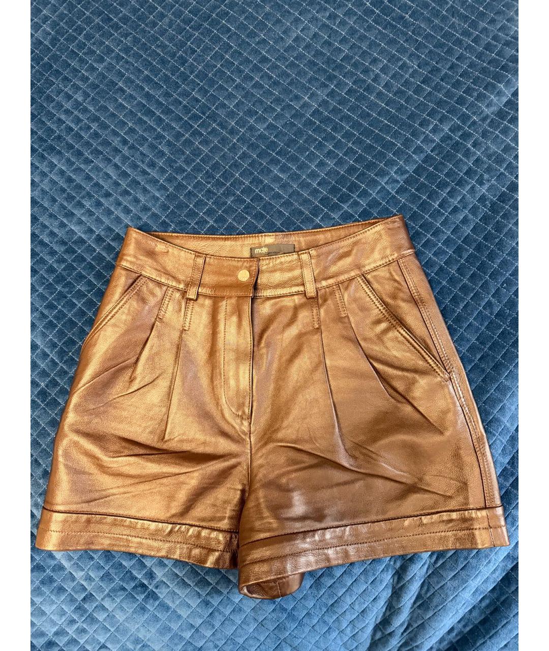 MAJE Коричневые кожаные шорты, фото 5