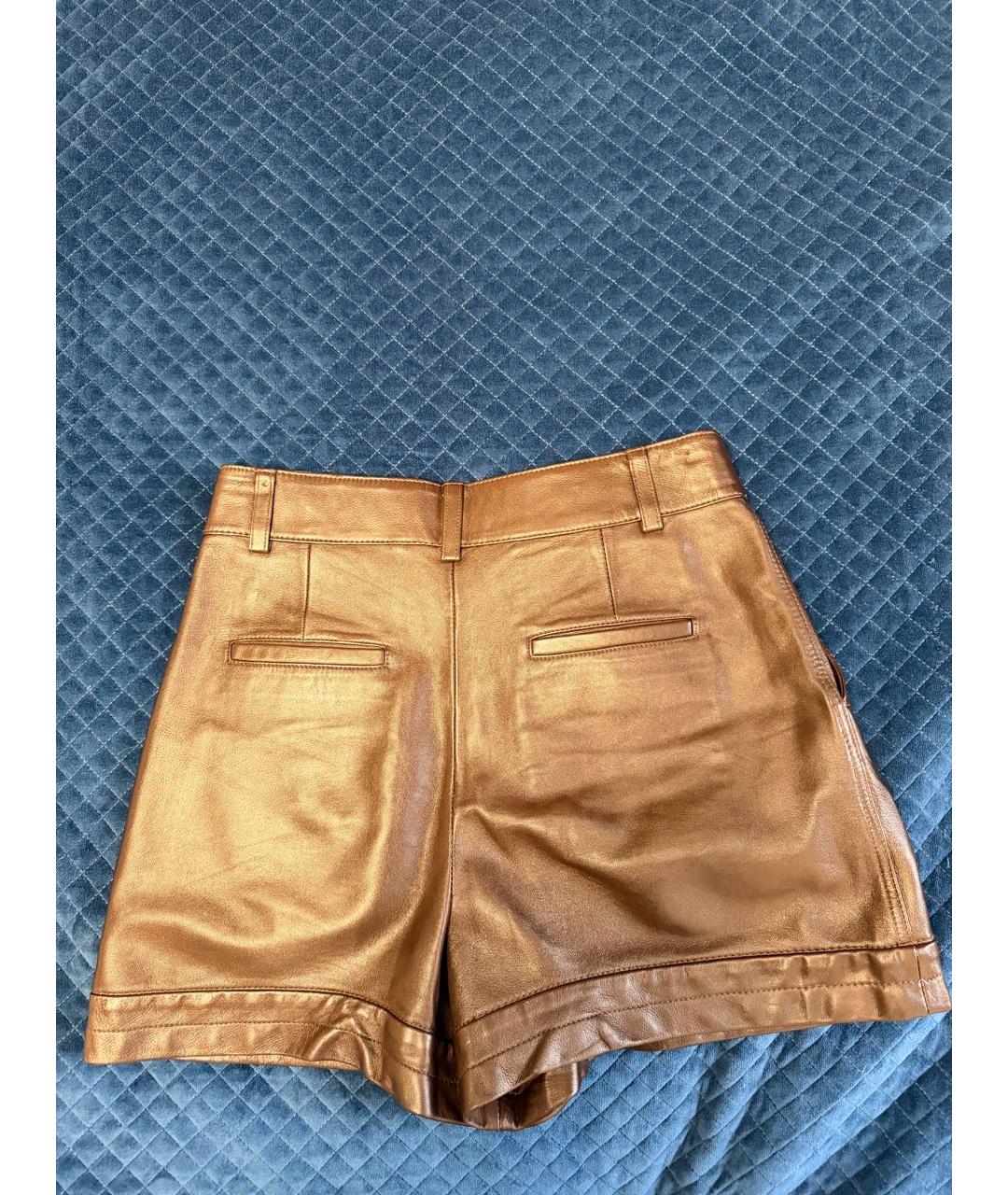 MAJE Коричневые кожаные шорты, фото 2