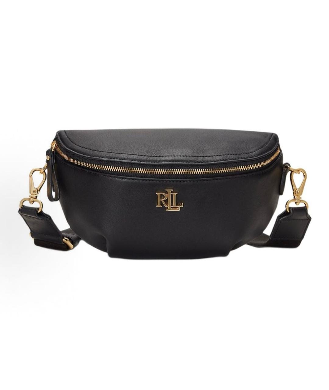 RALPH LAUREN Черная кожаная сумка через плечо, фото 5