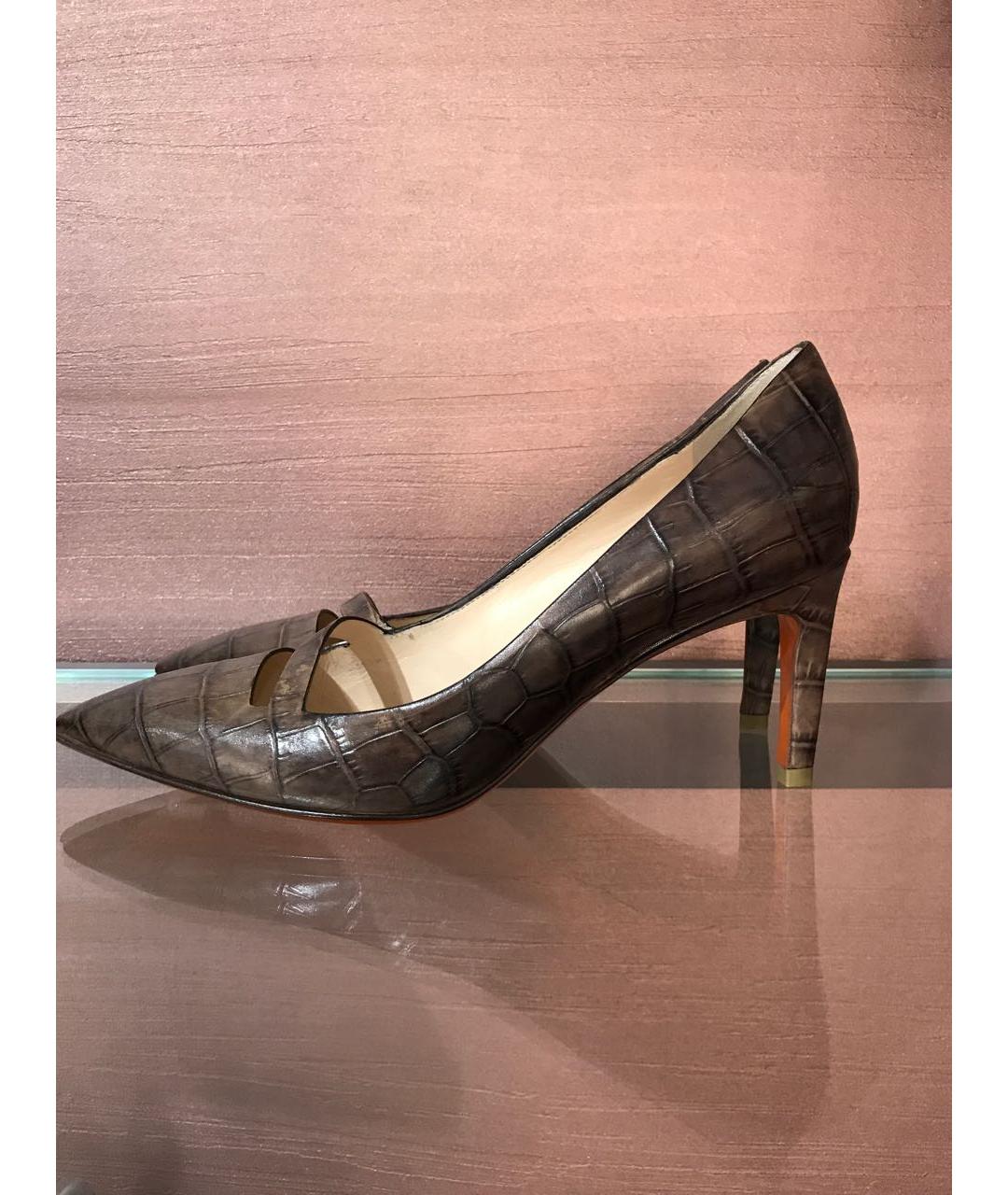 SANTONI Коричневые кожаные туфли, фото 4