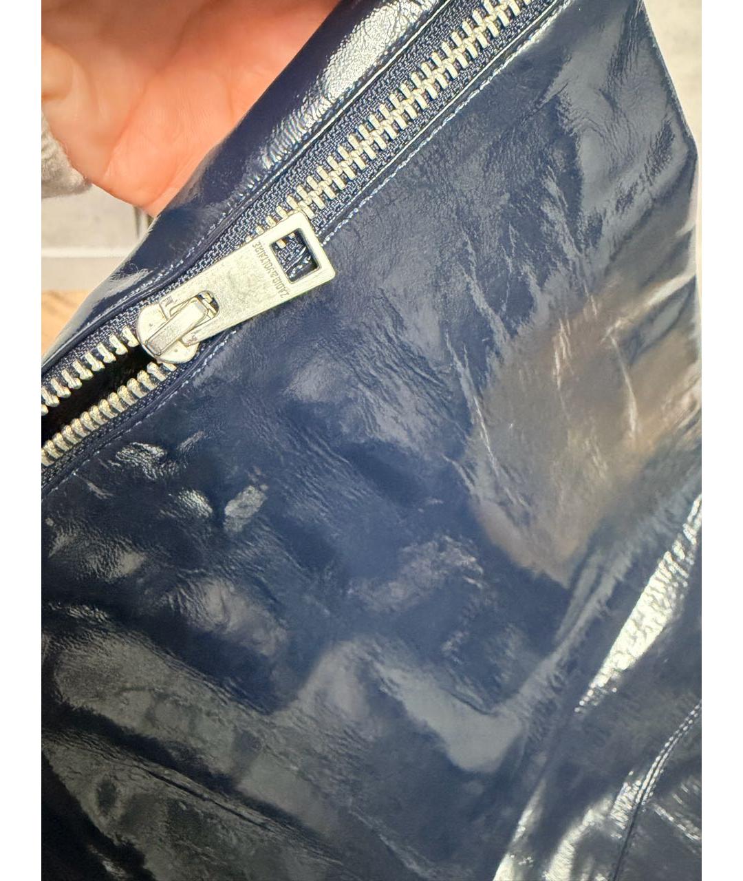 ZADIG & VOLTAIRE Темно-синяя кожаная юбка мини, фото 5