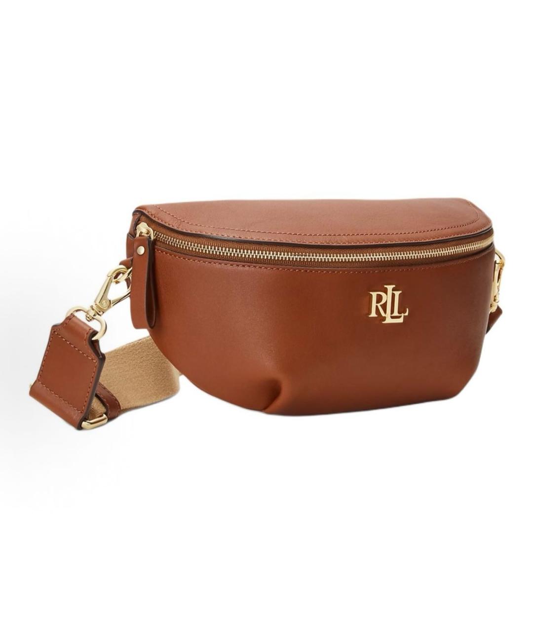 RALPH LAUREN Коричневая кожаная сумка через плечо, фото 2