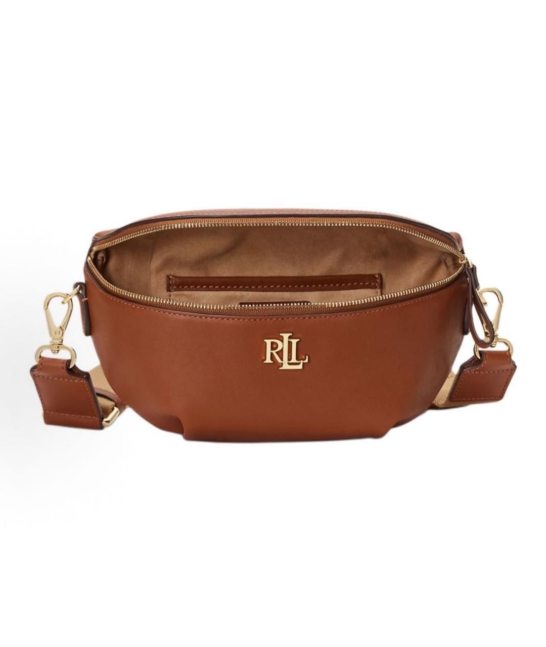 RALPH LAUREN Коричневая кожаная сумка через плечо, фото 4