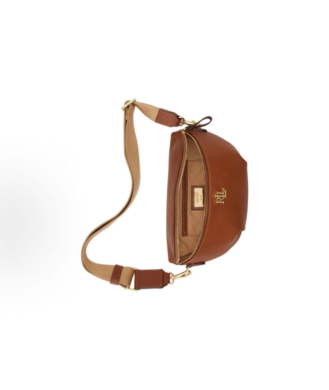 RALPH LAUREN Коричневая кожаная сумка через плечо, фото 5